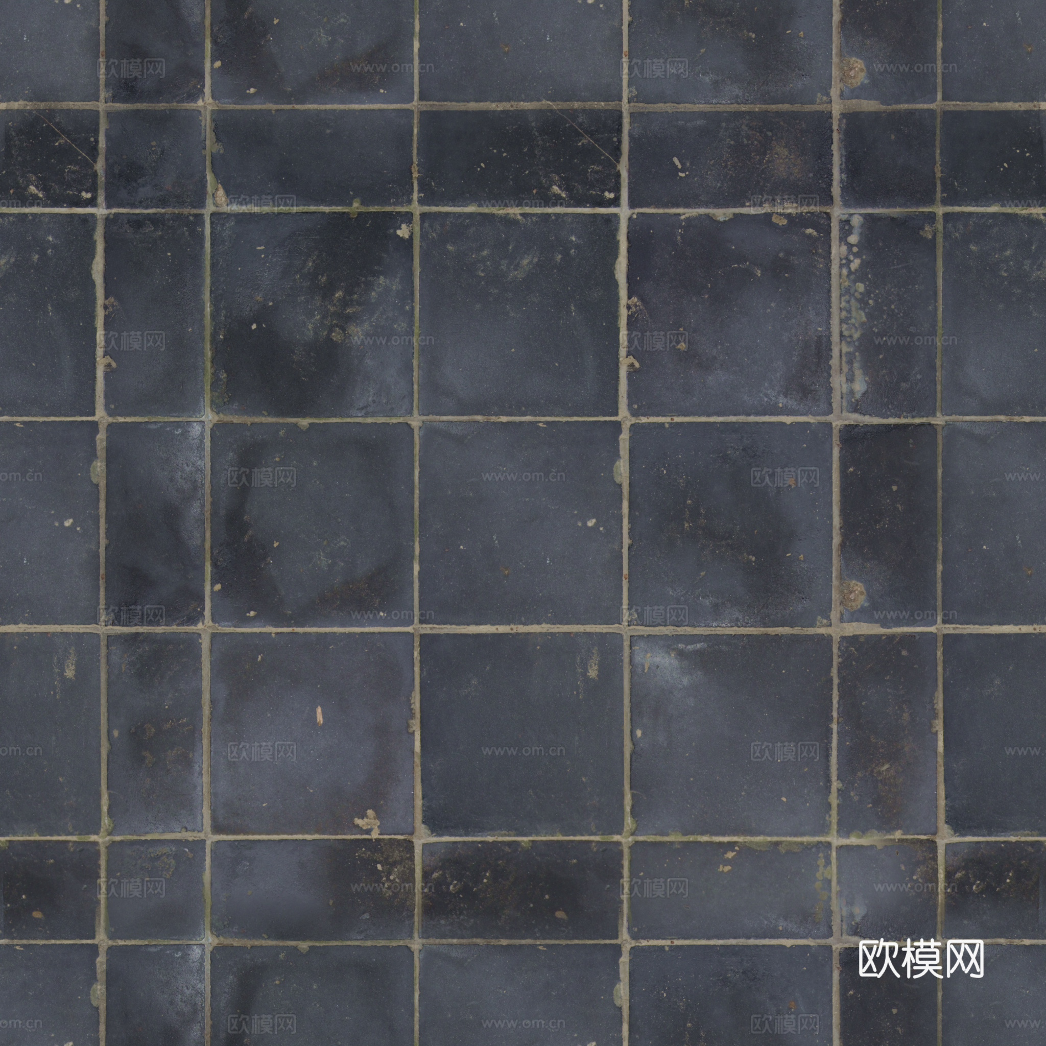 无缝青石板复古做旧仿古砖地砖户外砖石砖 PBR材质贴图 2k