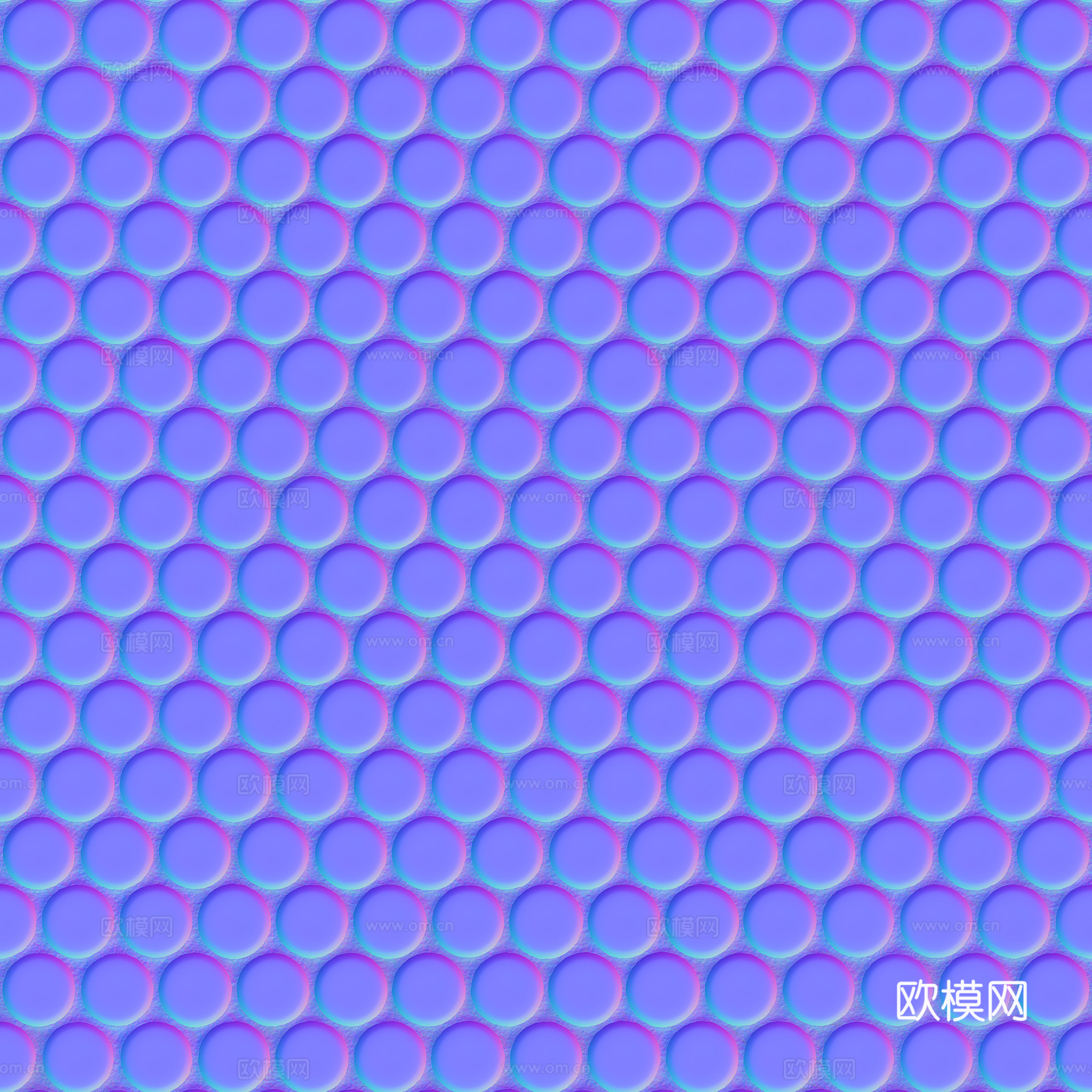 无缝拼色圆形马赛克瓷砖墙砖 PBR材质贴图 2k