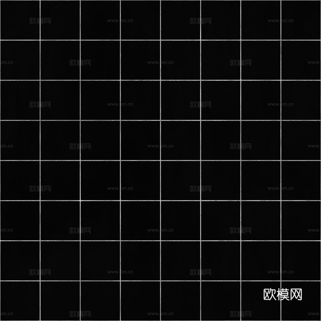 无缝黑色方砖马赛克瓷砖 PBR材质贴图 1k