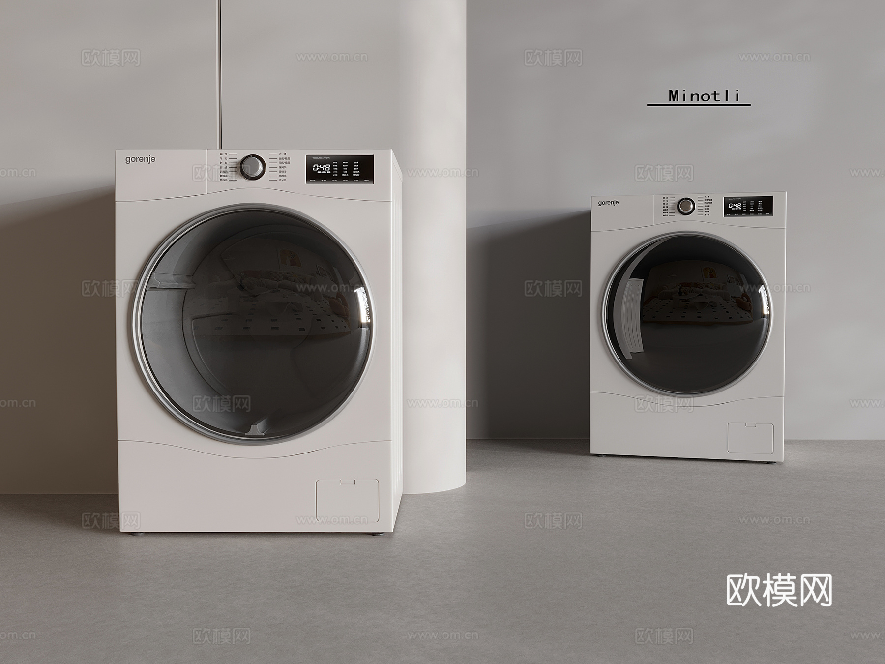 滚筒洗衣机烘干机3d模型下载