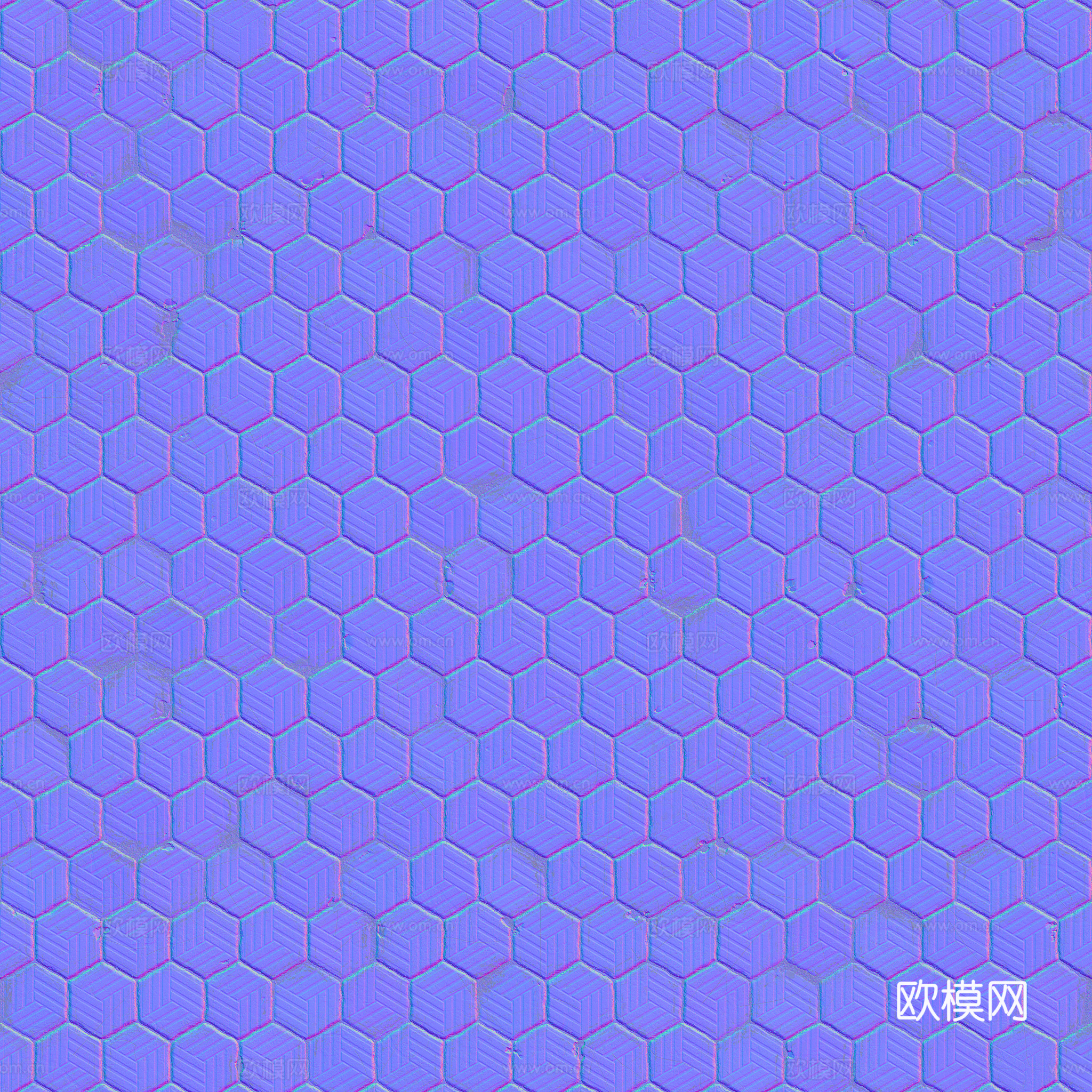 无缝拼色六角马赛克瓷砖墙砖户外砖 PBR材质贴图 2k