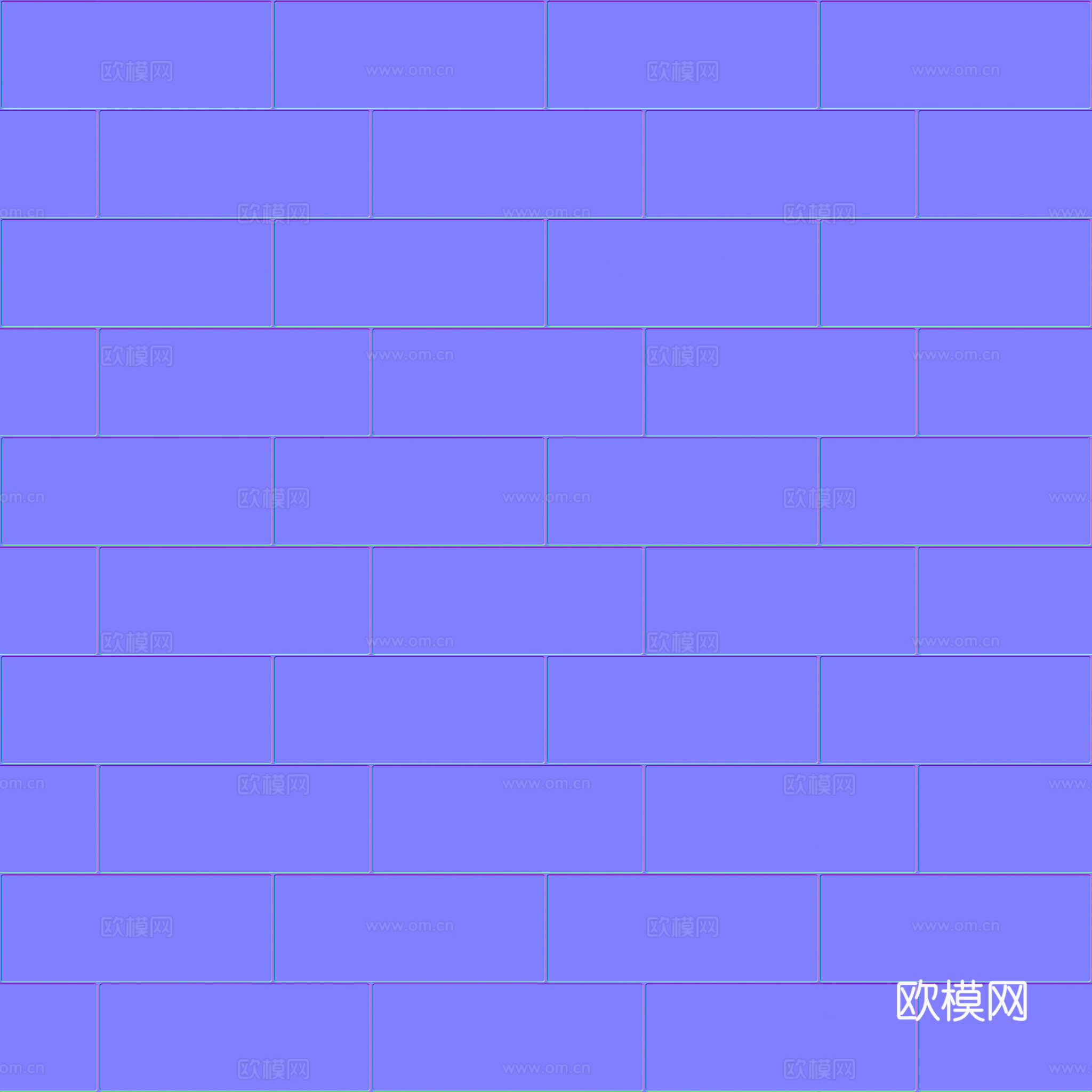 无缝黑色瓷砖墙砖仿古砖 PBR材质贴图 2k