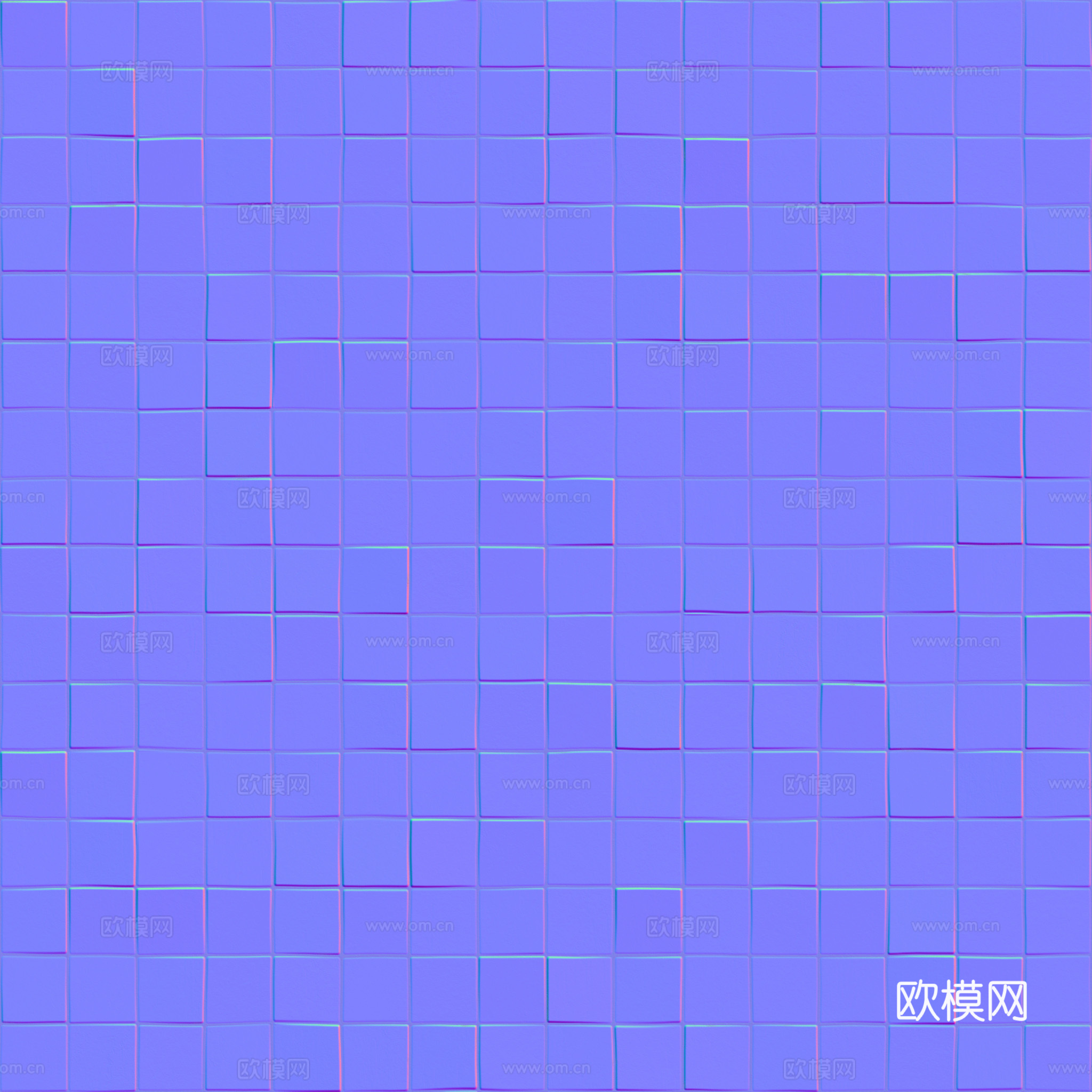 无缝青色马赛克瓷砖 PBR材质贴图 1K
