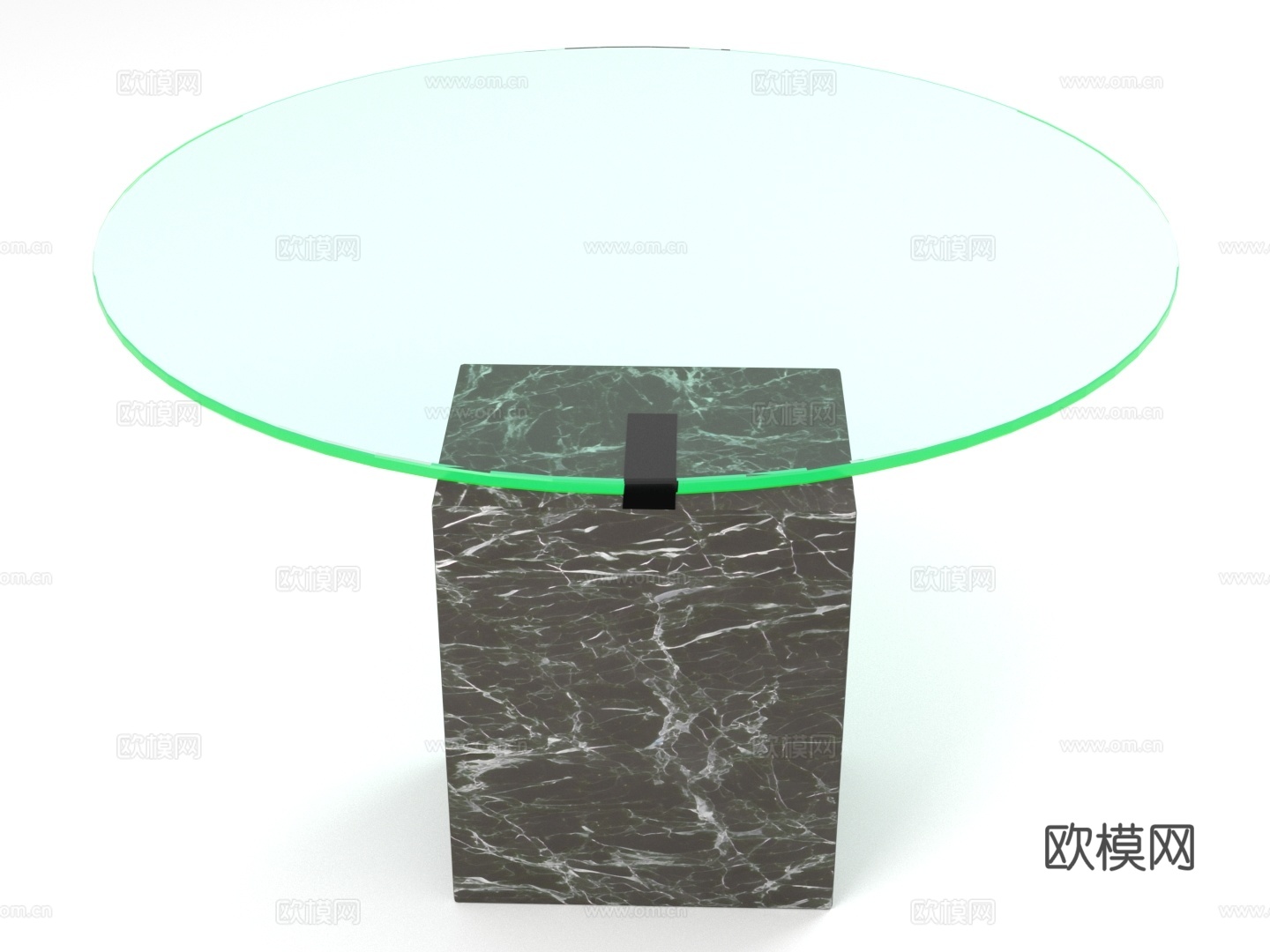 圆桌 玻璃桌 大理石底座 现代风格 简约设计3d模型