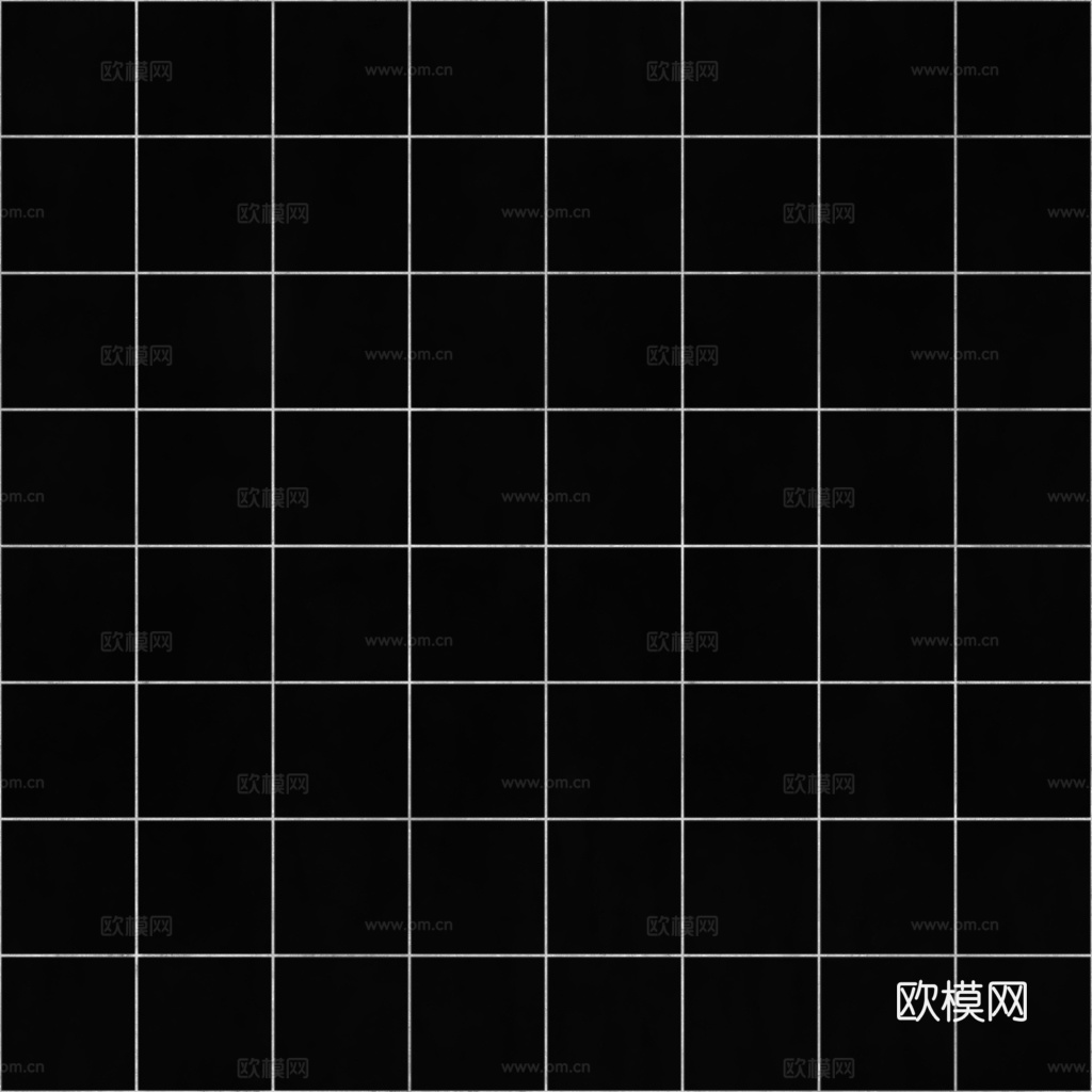 无缝纯黑方砖马赛克瓷砖墙砖 PBR材质贴图 1k