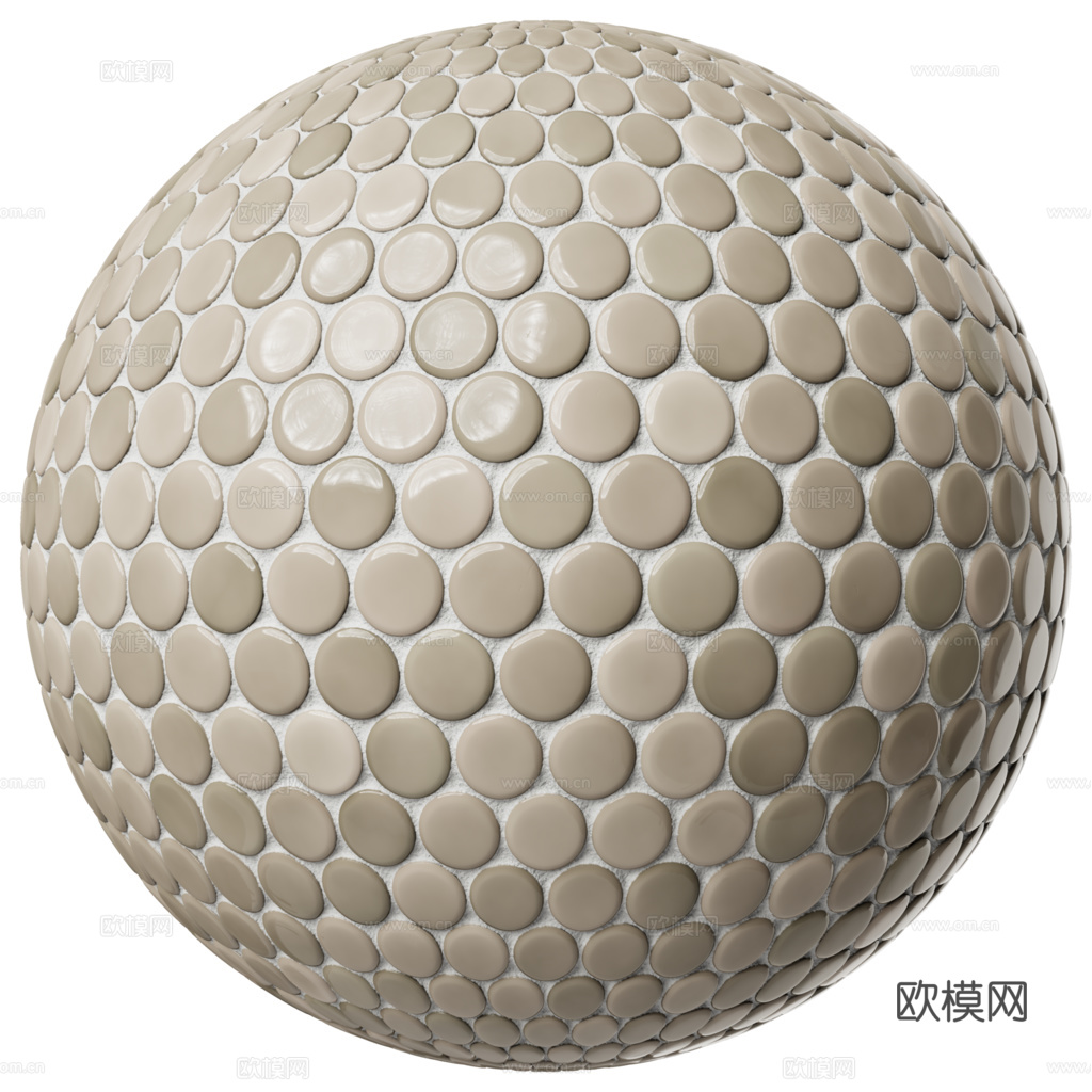无缝棕色圆形马赛克瓷砖墙砖 PBR材质贴图 2k