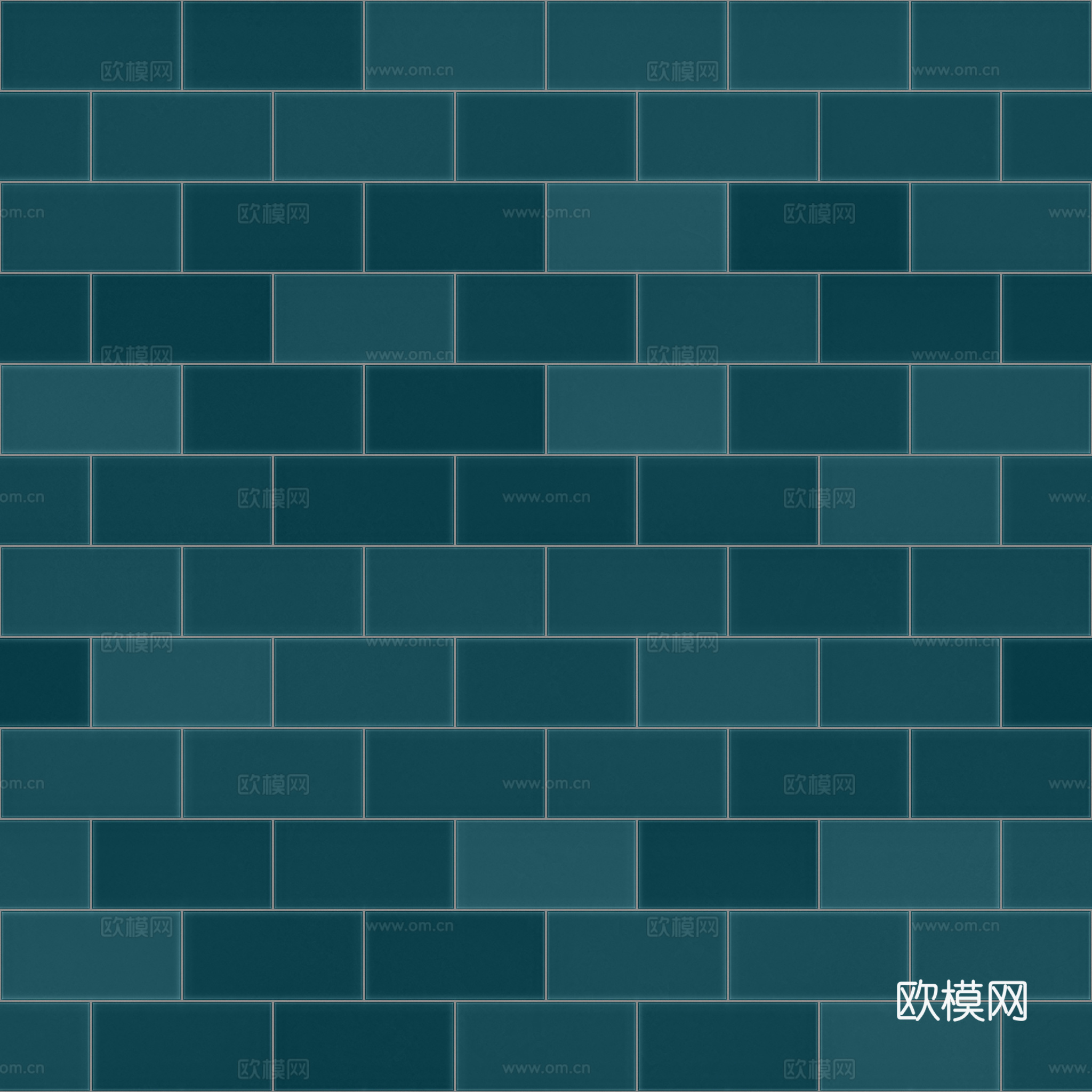 无缝青色瓷砖墙砖仿古砖 PBR材质贴图 2k