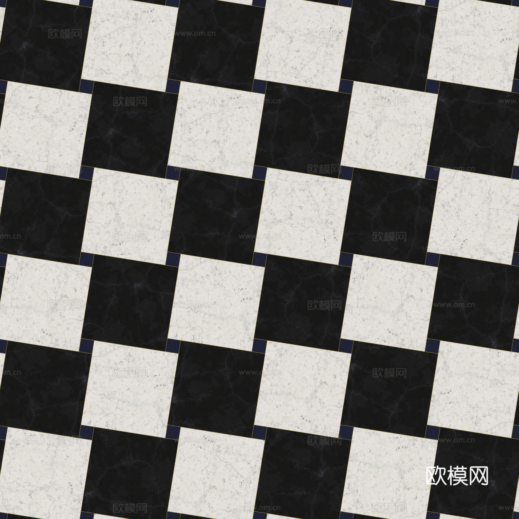 欧式 简欧 法式 无缝黑白拼花瓷砖地砖 PBR材质贴图 2k