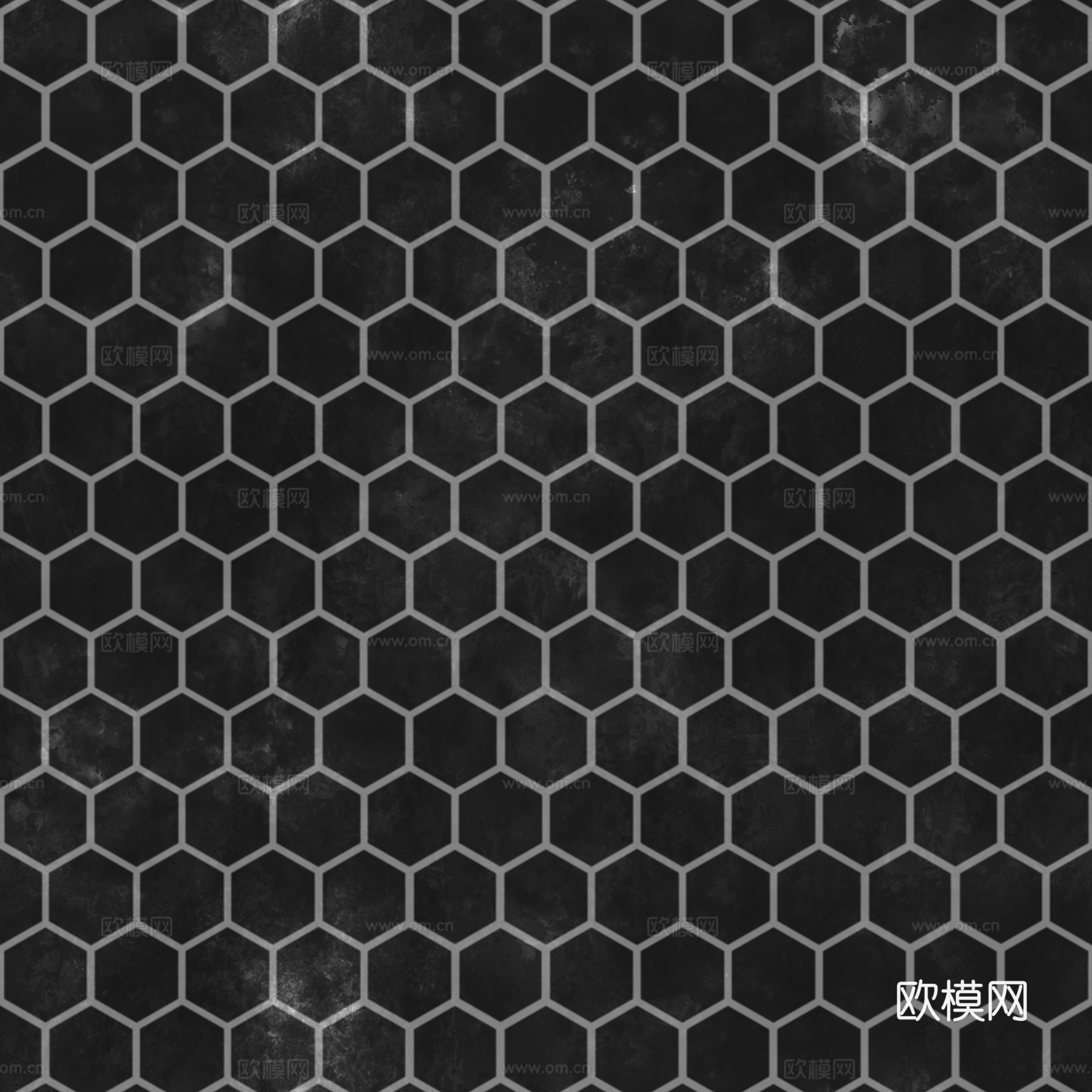无缝墨绿色六角瓷砖马赛克瓷砖 PBR材质贴图 2k