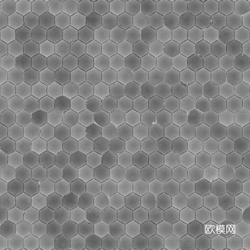 无缝纯白六角马赛克瓷砖墙砖 PBR材质贴图 1k
