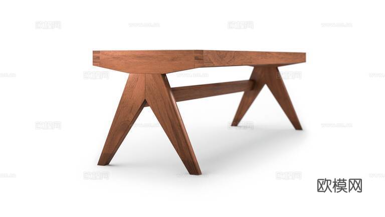 Cassina 中古风床尾凳3d模型下载（渲染图4）