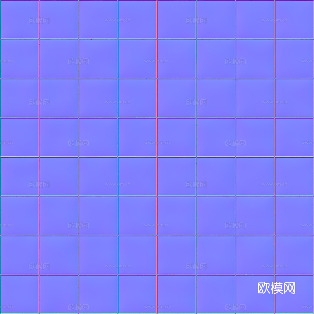 无缝纯白小白砖方砖马赛克瓷砖墙砖 PBR材质贴图 1k
