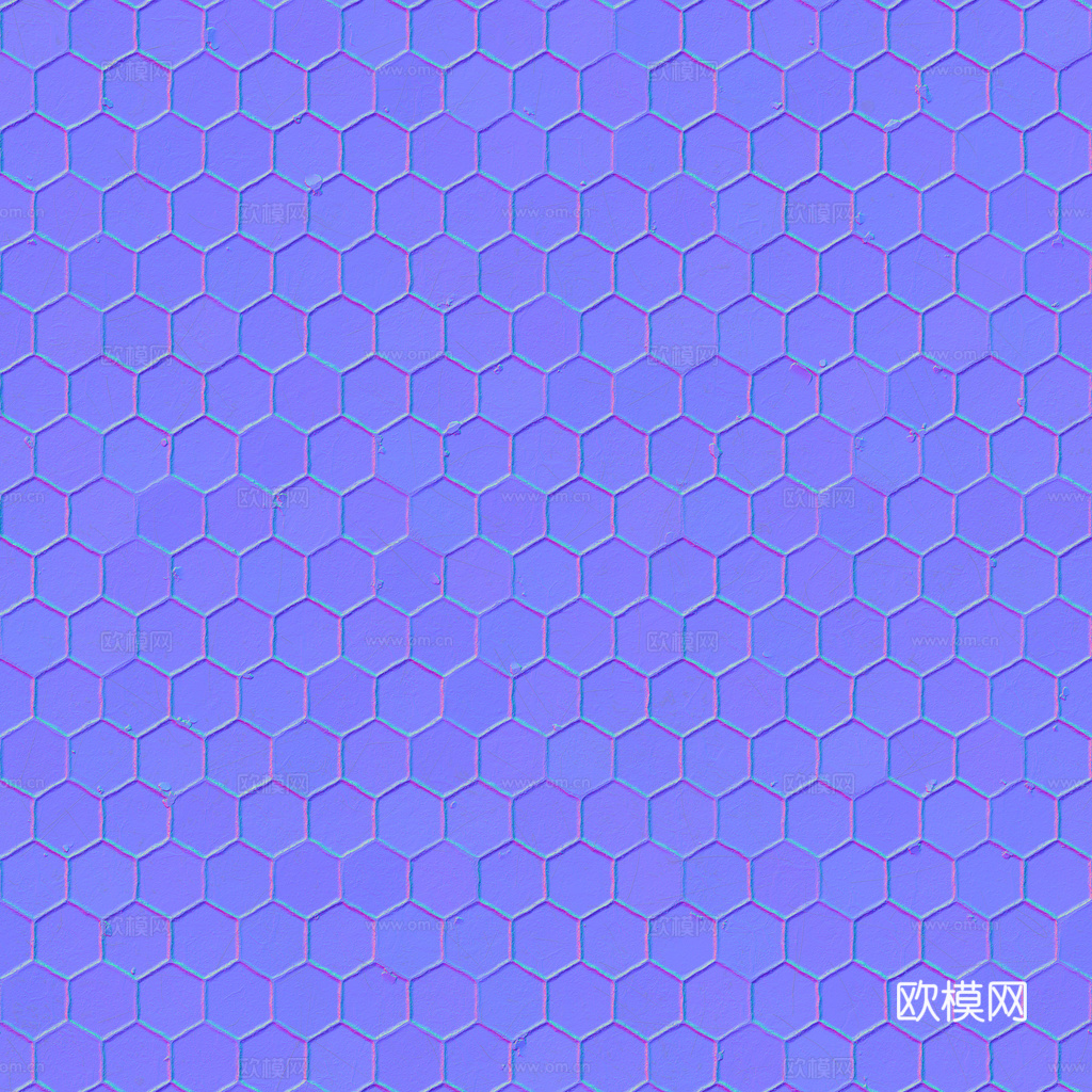 无缝纯白六角马赛克瓷砖墙砖 PBR材质贴图 1k