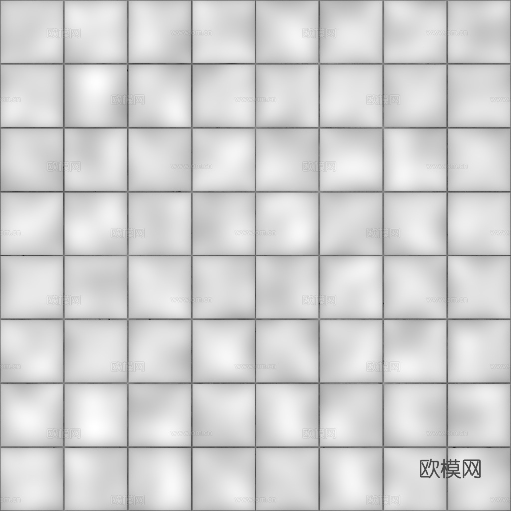 无缝黑色方砖马赛克瓷砖 PBR材质贴图 1k