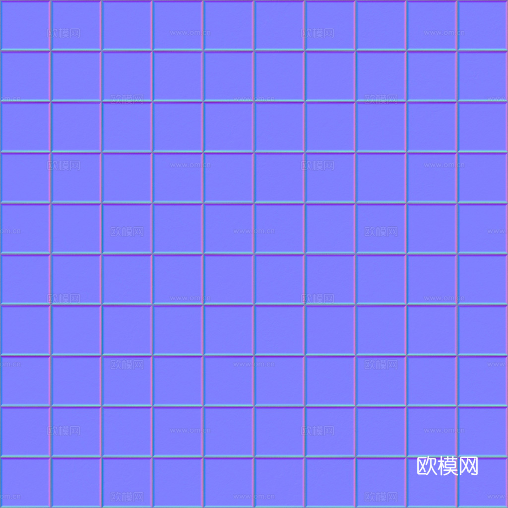 无缝小白砖方砖马赛克瓷砖 PBR材质贴图 1k
