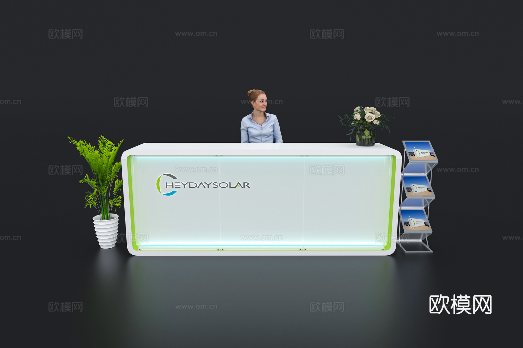 现代接待台 展览展会展台接待台 前台 吧台 柜台 桌台3d模型下载（渲染图1）