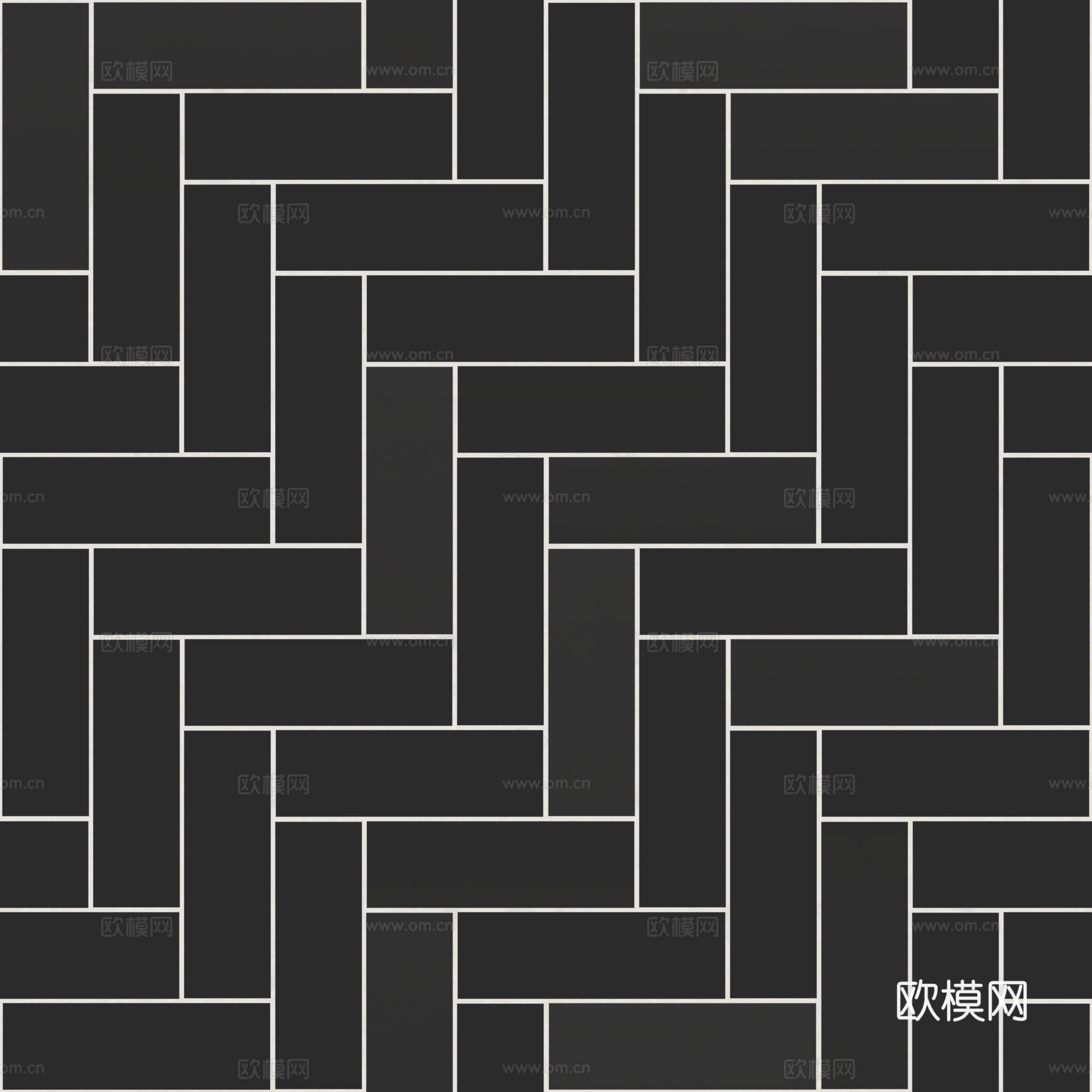 无缝黑色直角拼人字拼瓷砖地砖 PBR材质贴图 2k