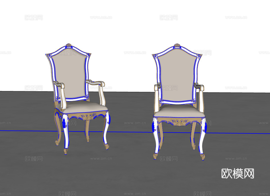 欧式单人休闲椅su模型