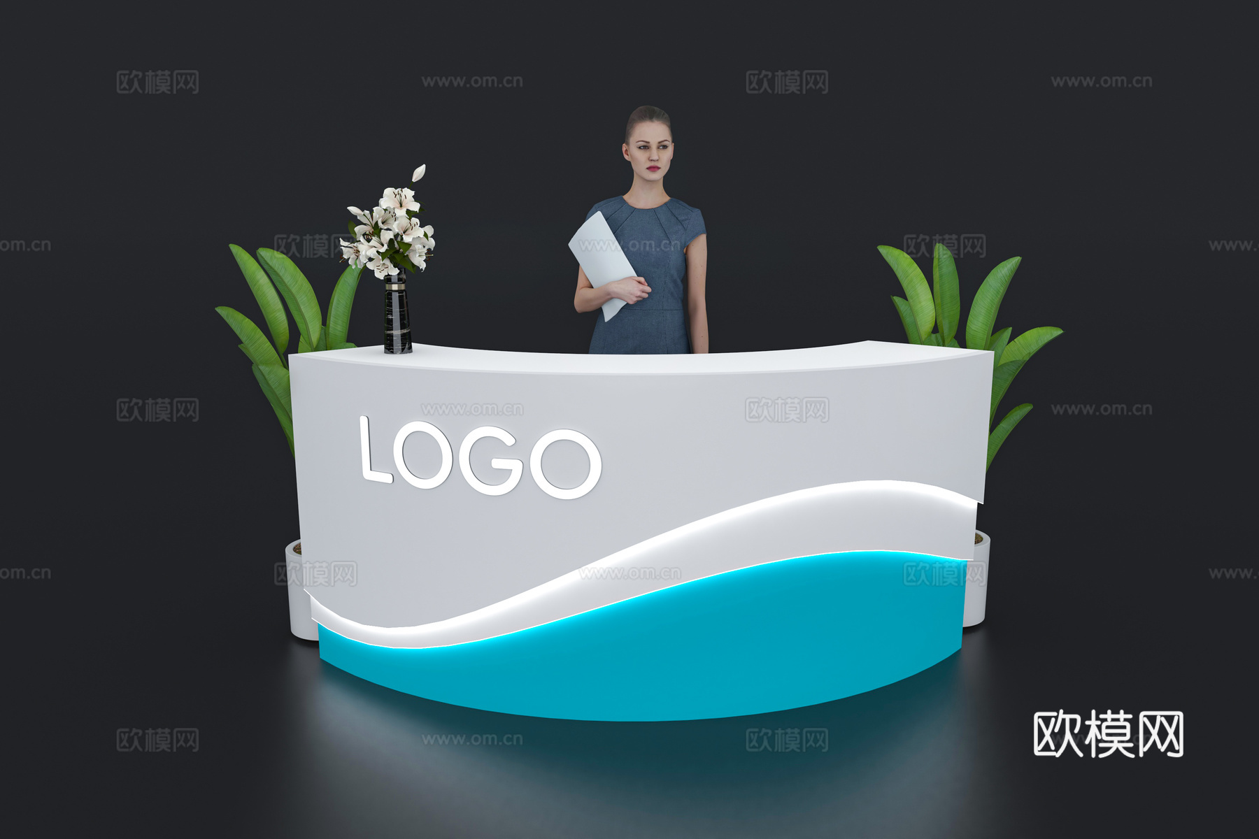 现代接待台 展览展会展台接待台 前台 吧台 柜台 桌台3d模型