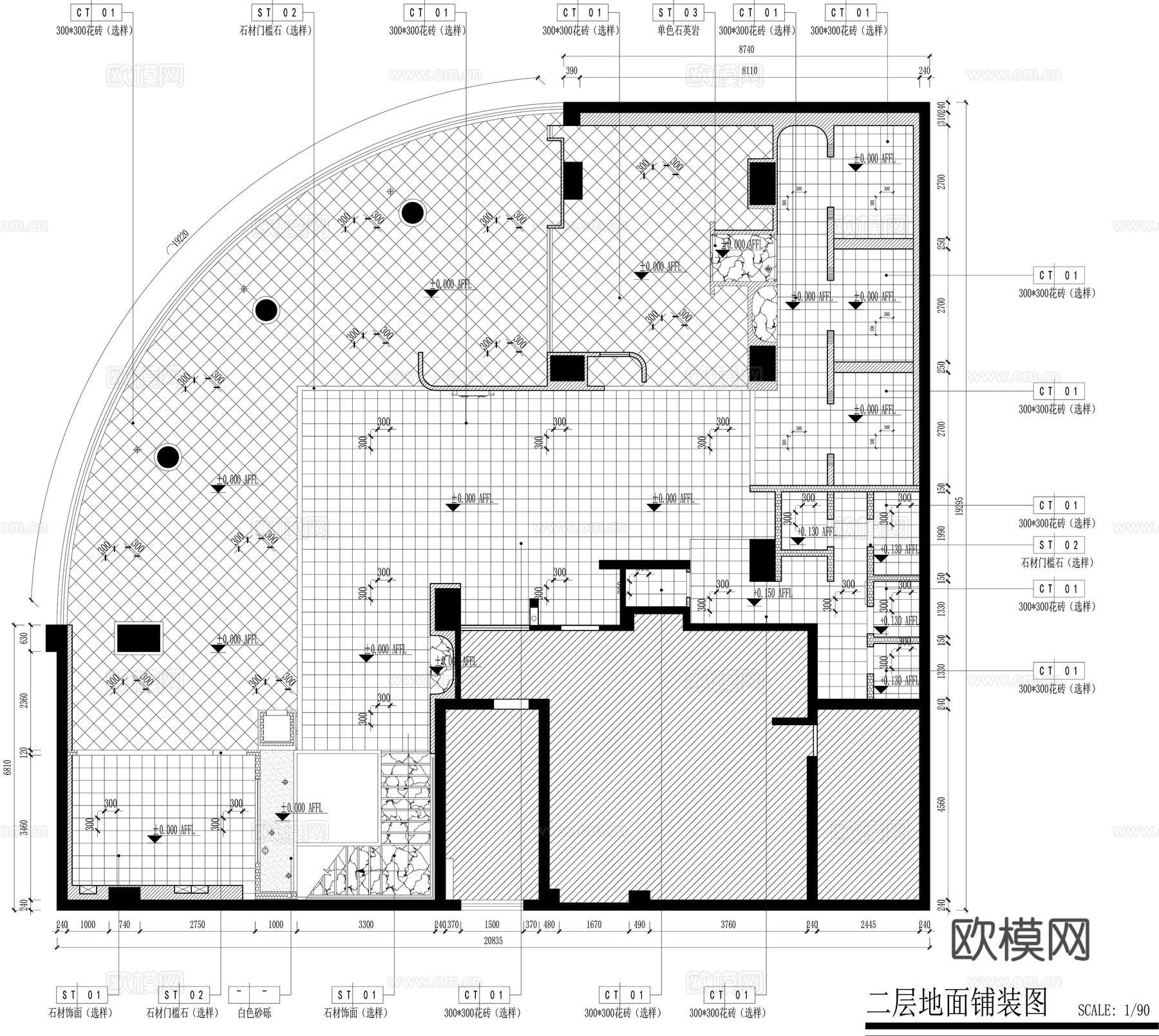 西餐厅餐饮空间施工图cad施工图