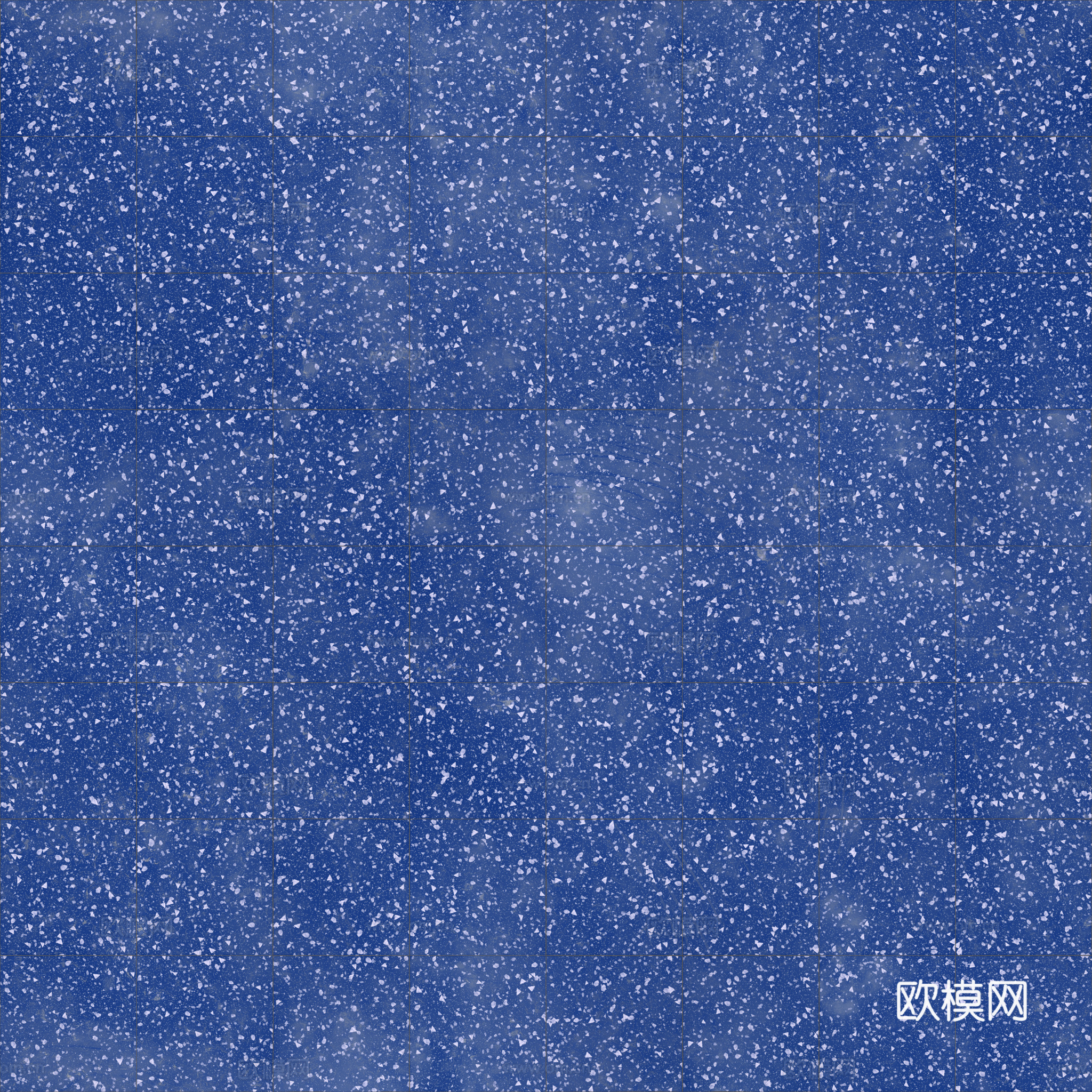 无缝蓝色水磨石瓷砖 PBR材质贴图 2k