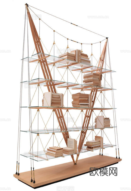 Cassina 原木风书架3d模型下载（渲染图5）