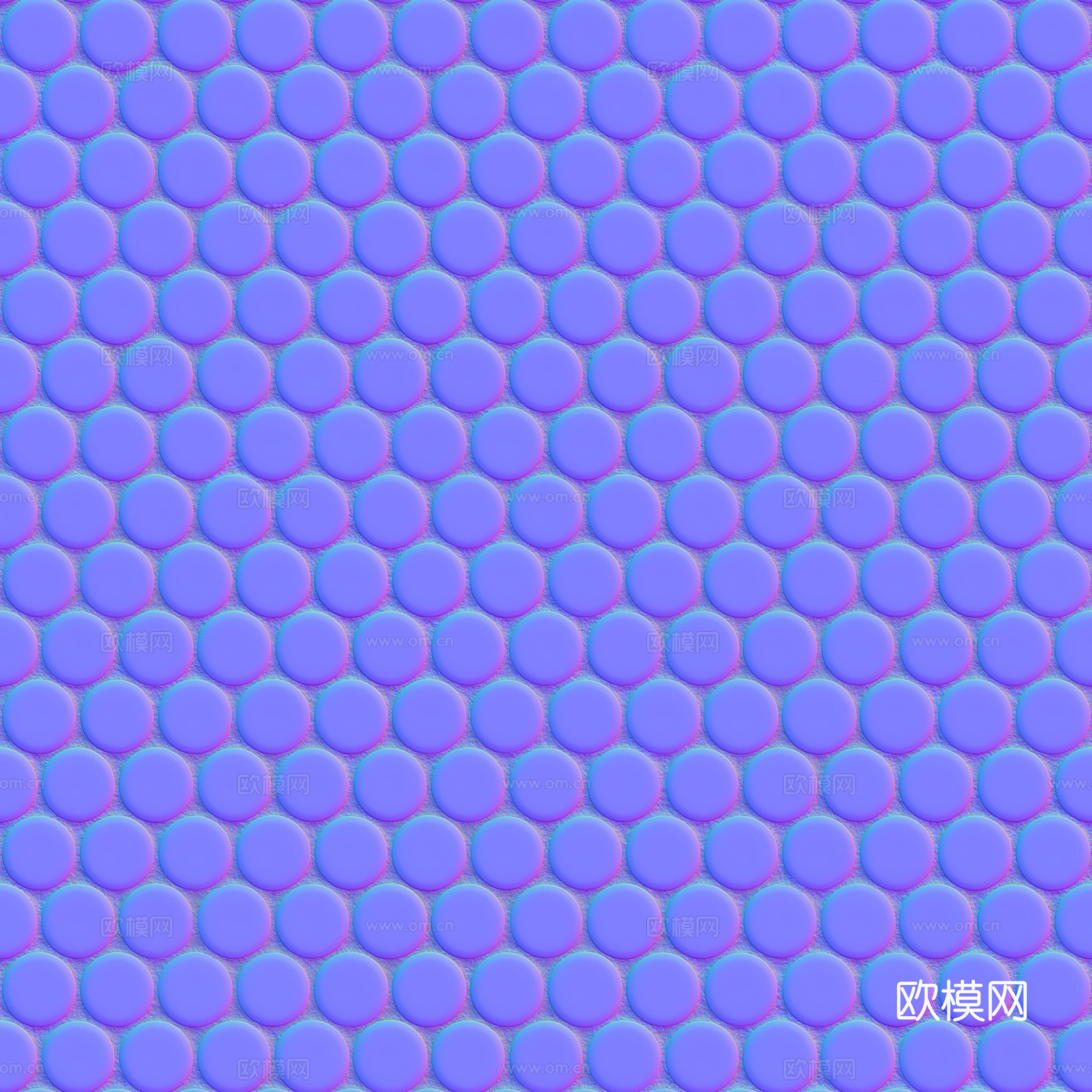 无缝棕色圆形马赛克瓷砖墙砖 PBR材质贴图 2k