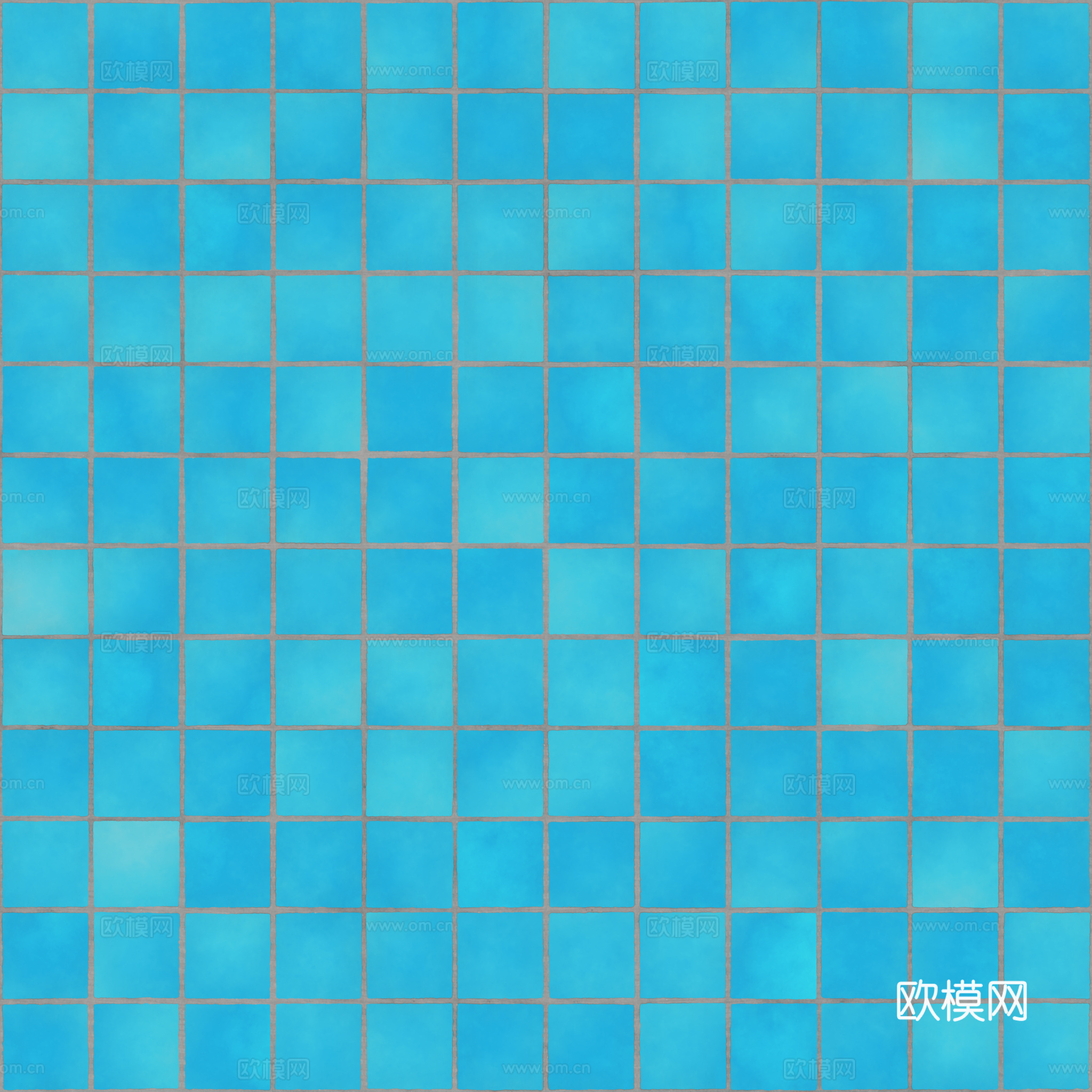无缝天蓝色马赛克瓷砖墙砖 PBR材质贴图 2k
