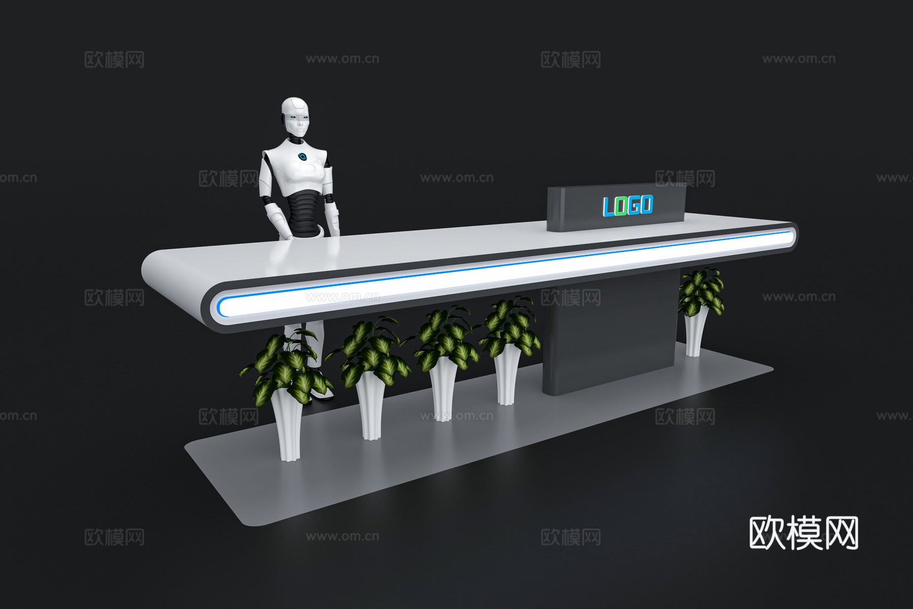 现代接待台 展览展会展台接待台 前台 吧台 柜台 桌台3d模型