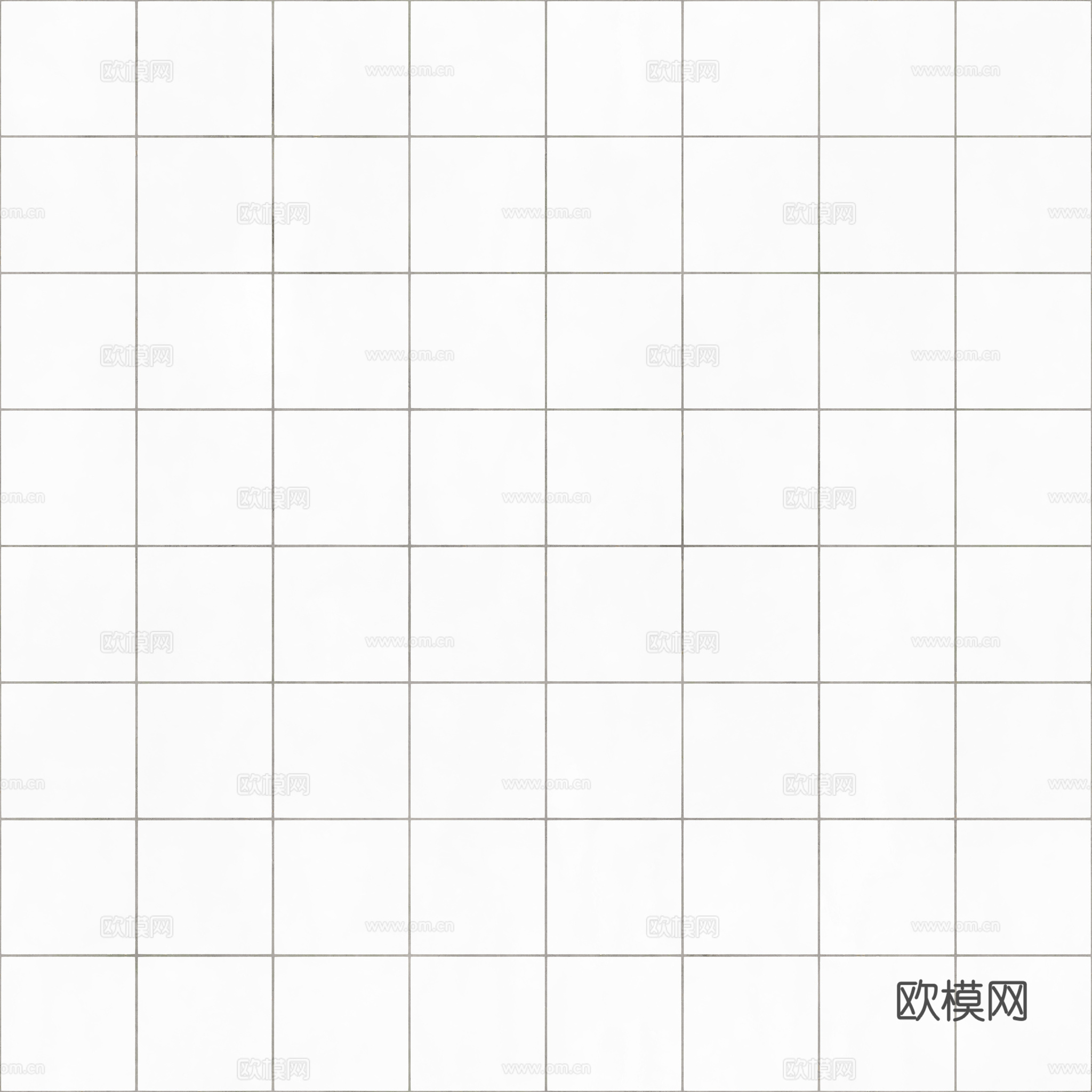 无缝纯白小白砖方砖马赛克瓷砖墙砖 PBR材质贴图 2k