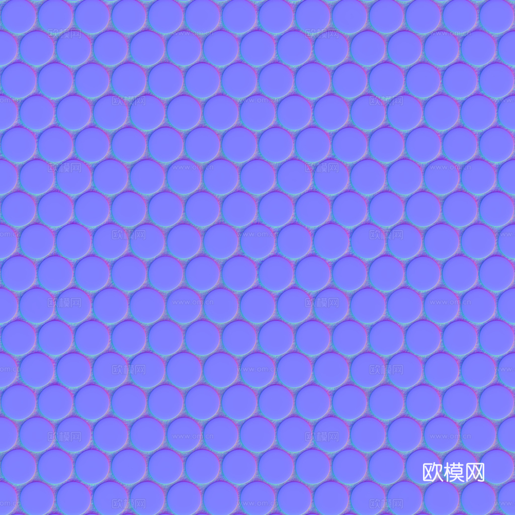 无缝拼色圆形马赛克瓷砖墙砖 PBR材质贴图 1k