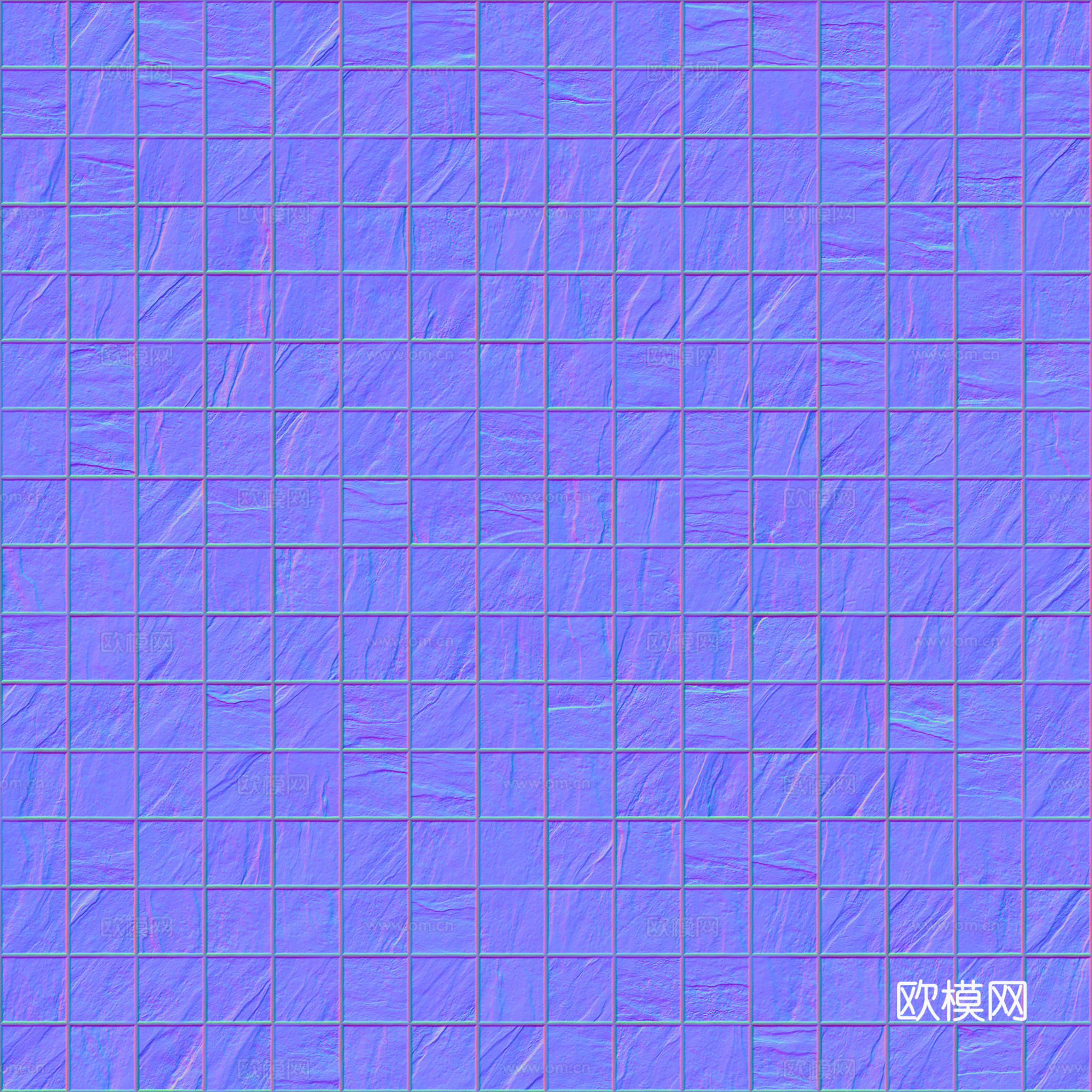 无缝绿色拼色马赛克瓷砖墙砖 PBR材质贴图 2k