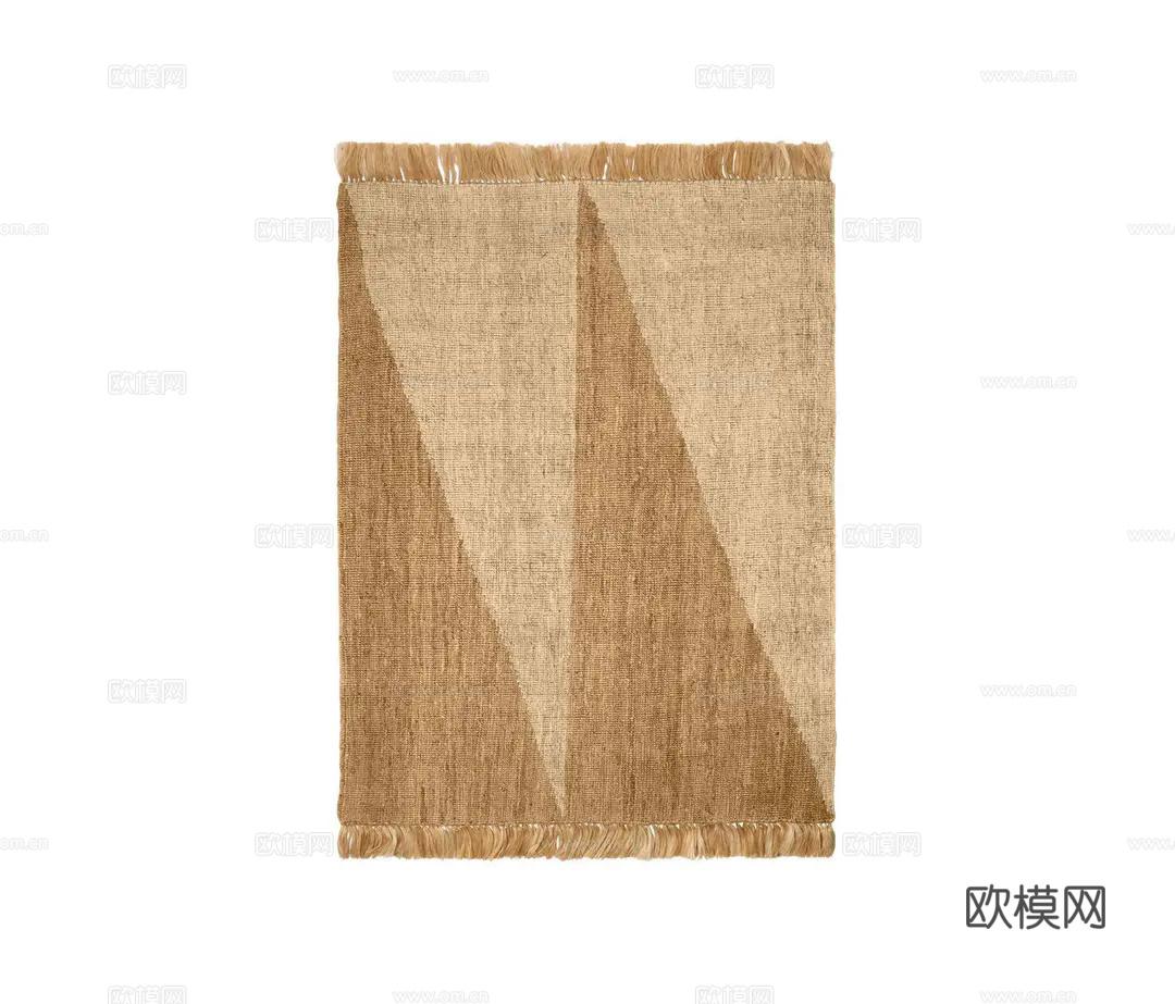 棕色几何流苏地毯