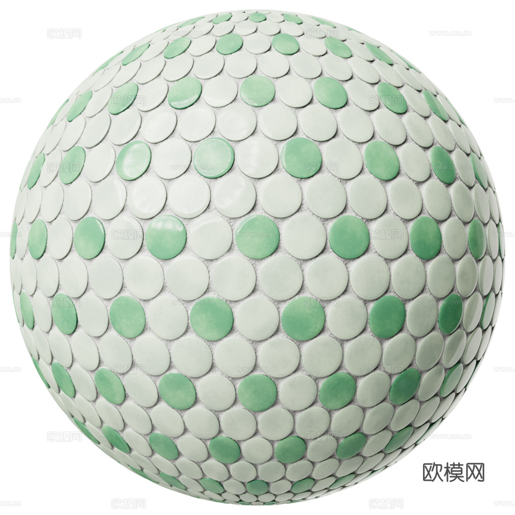 无缝拼色圆形马赛克瓷砖墙砖 PBR材质贴图 1k
