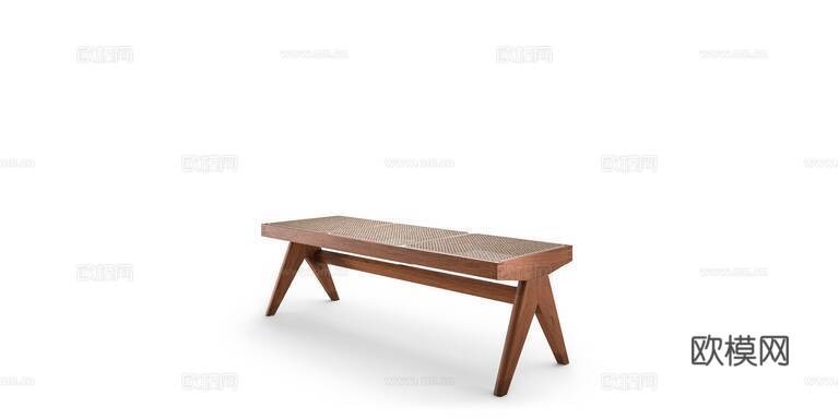 Cassina 中古风床尾凳3d模型下载（渲染图1）