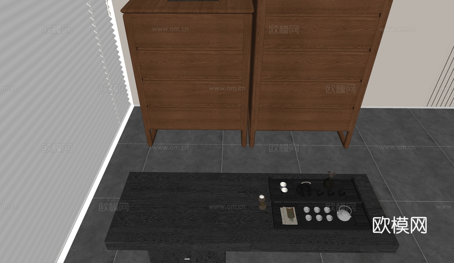 茶具 茶桌su模型