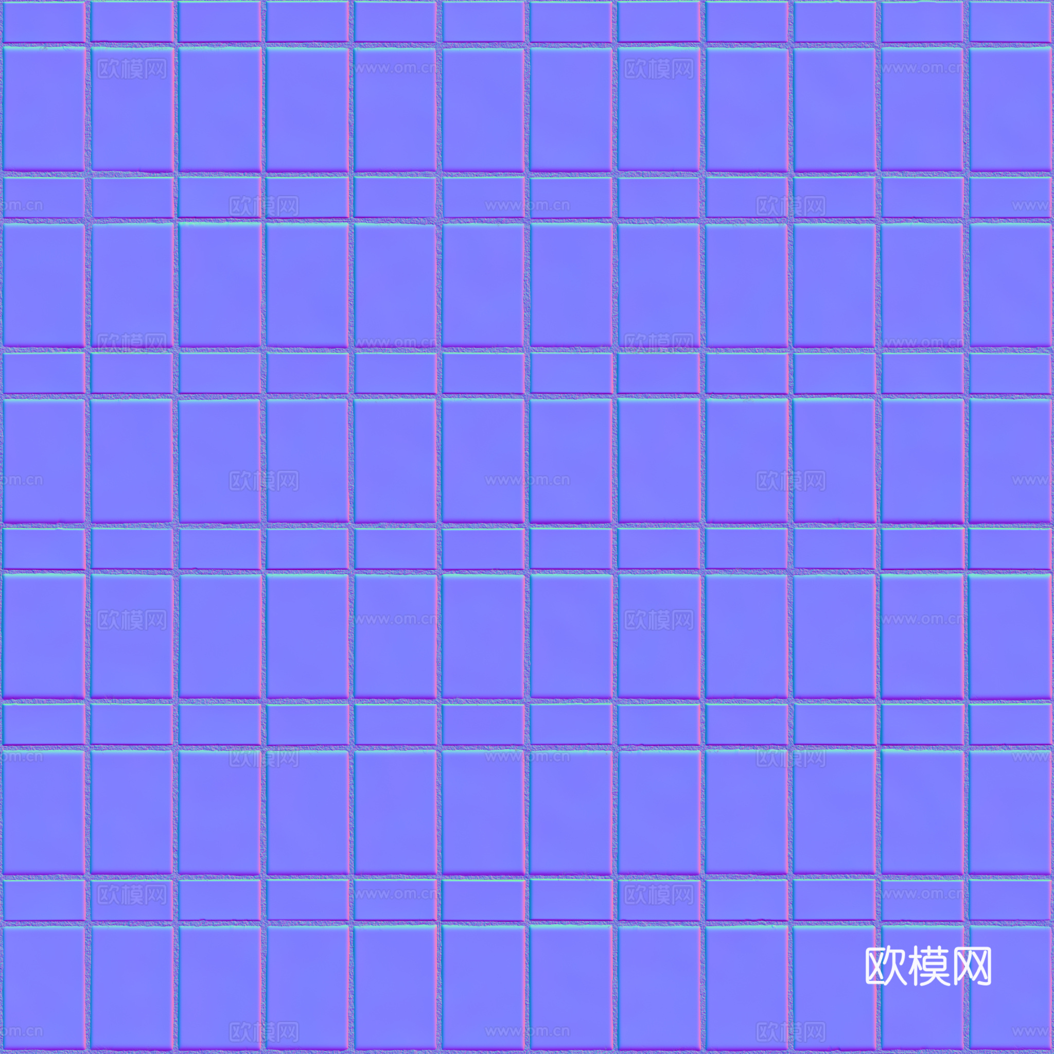 无缝蓝色拼花瓷砖马赛克瓷砖墙砖 PBR材质贴图 2k