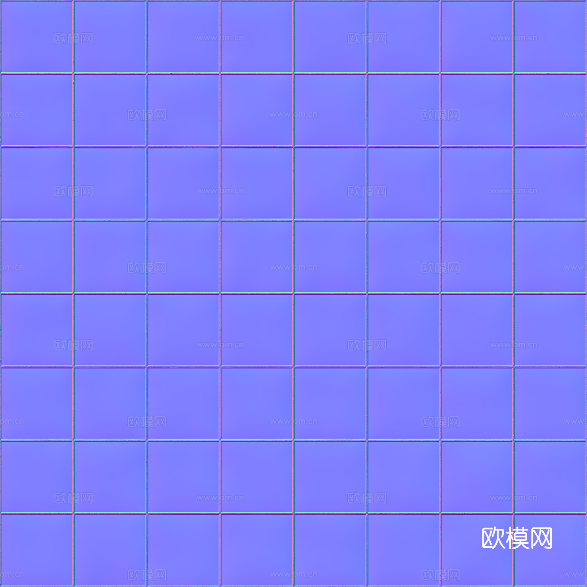 无缝纯黑方砖马赛克瓷砖墙砖 PBR材质贴图 2k