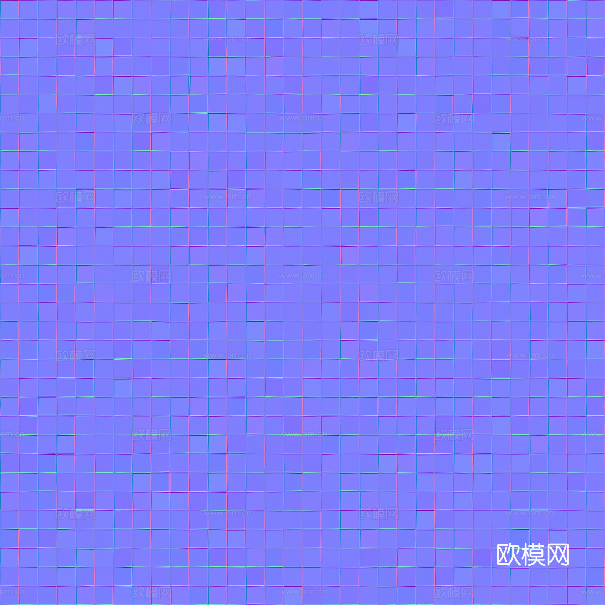 无缝墨绿马赛克瓷砖 PBR材质贴图 2k