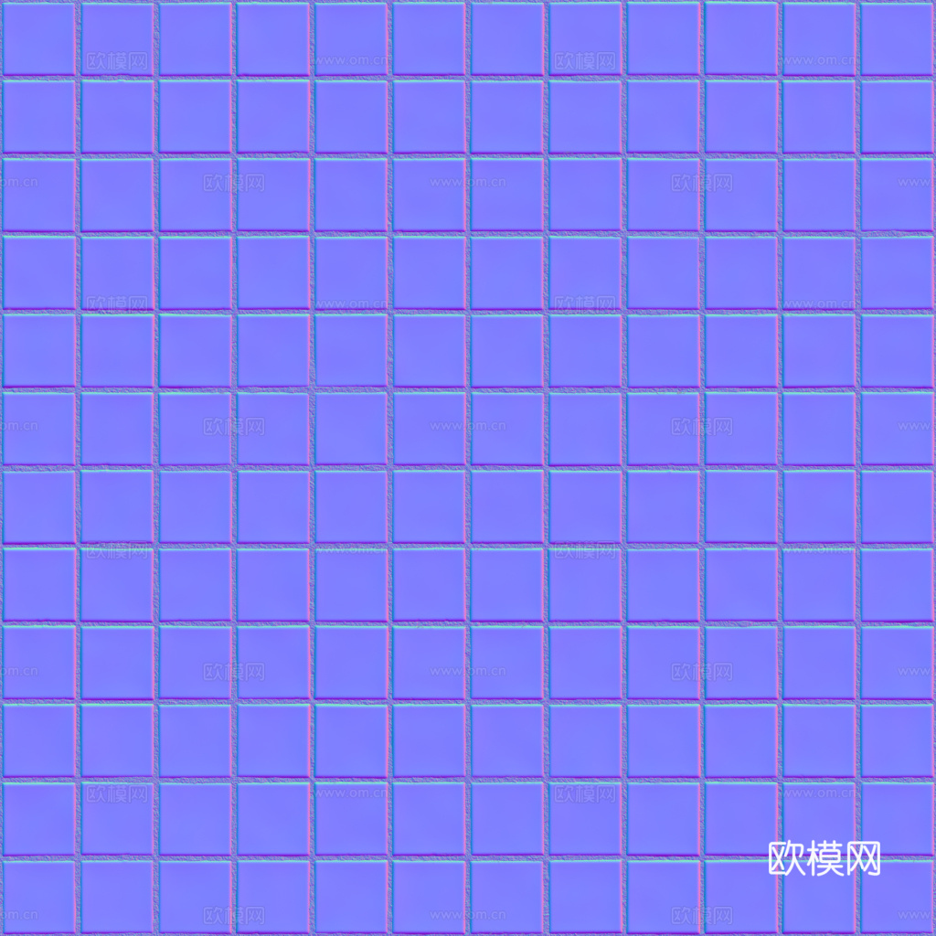 无缝天蓝色马赛克瓷砖墙砖 PBR材质贴图 1k