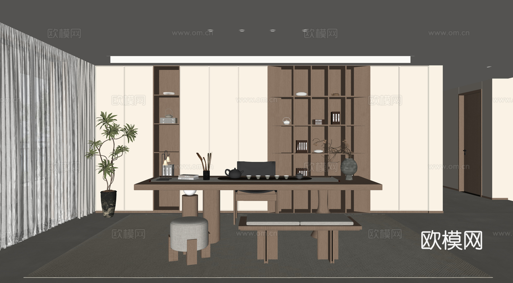 侘寂风茶室su模型