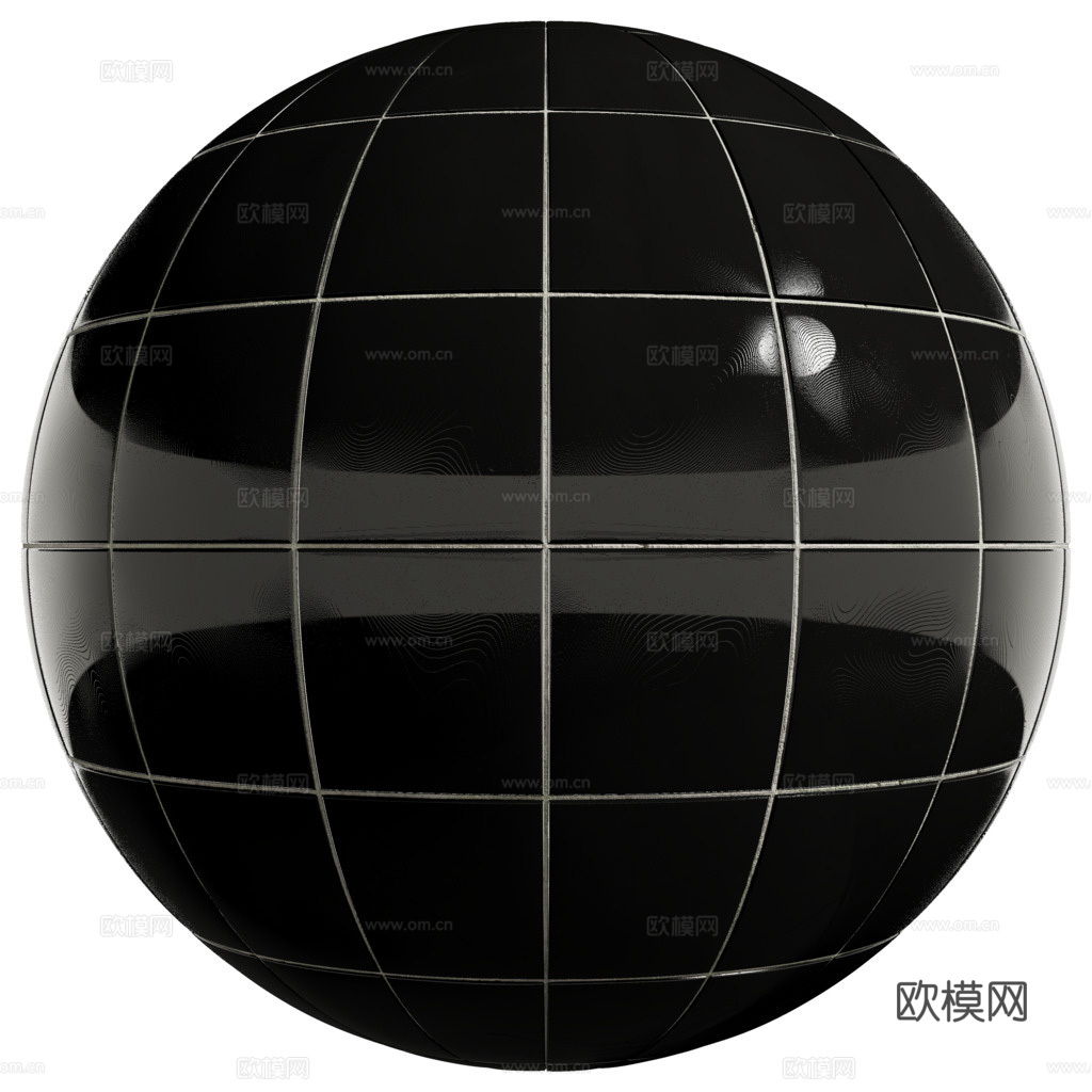 无缝黑色方砖马赛克瓷砖 PBR材质贴图 1k