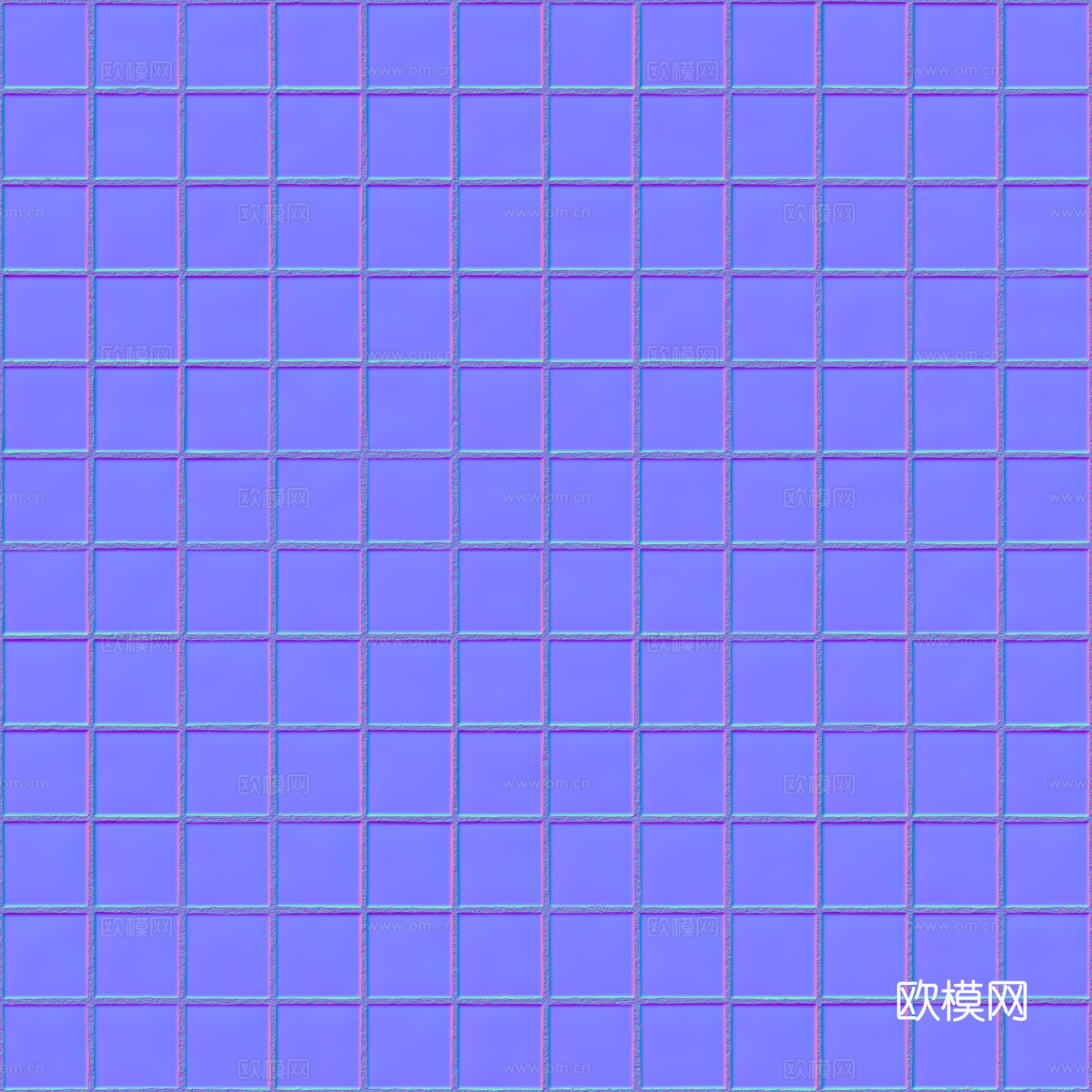 无缝天蓝色马赛克瓷砖墙砖 PBR材质贴图 2k
