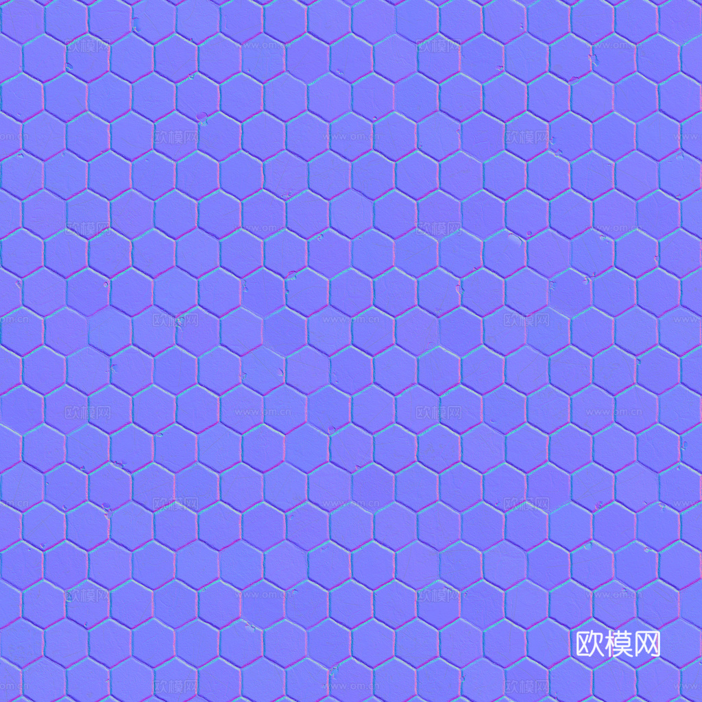 无缝纯白六角马赛克瓷砖墙砖 PBR材质贴图 1k