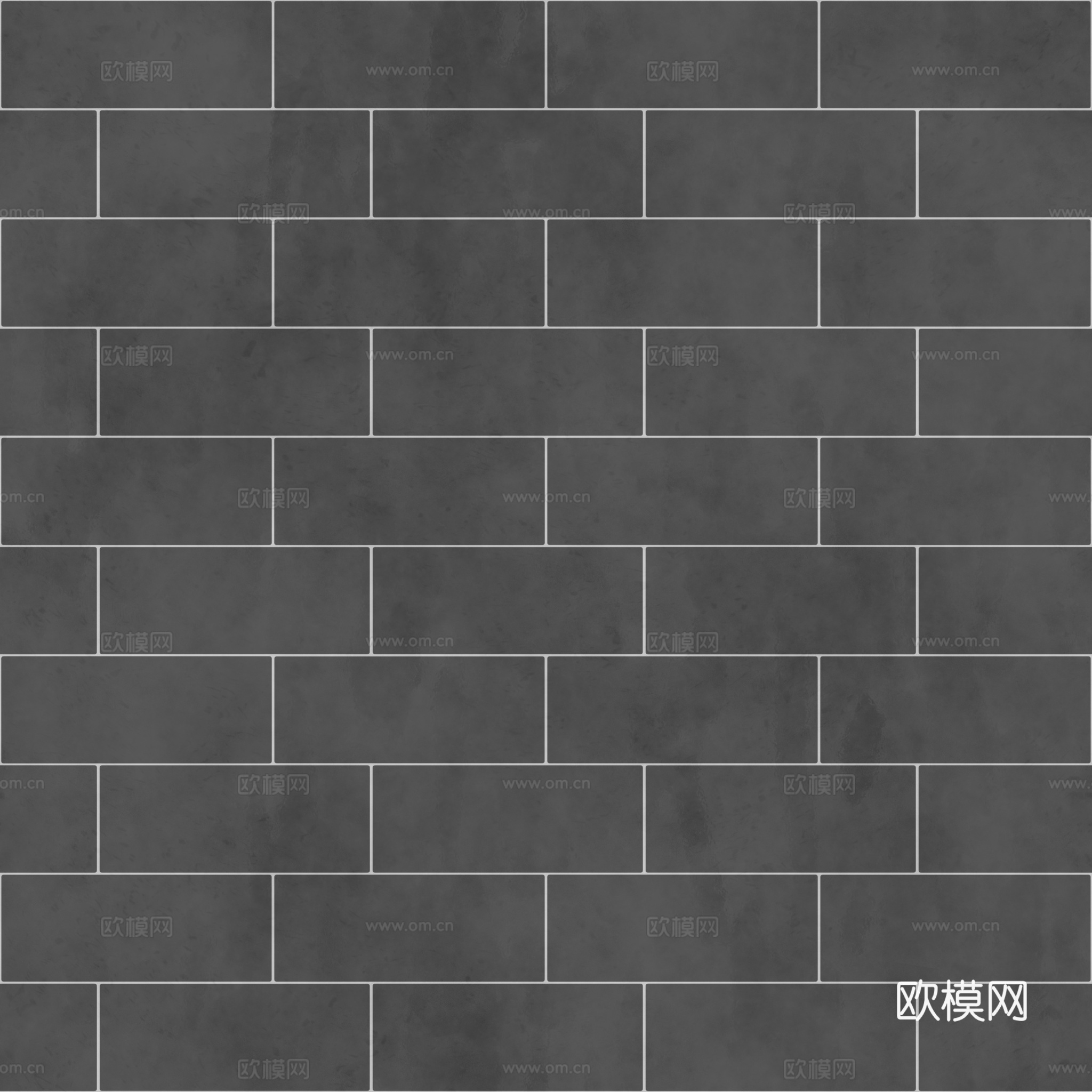 无缝黑色瓷砖墙砖仿古砖 PBR材质贴图 2k