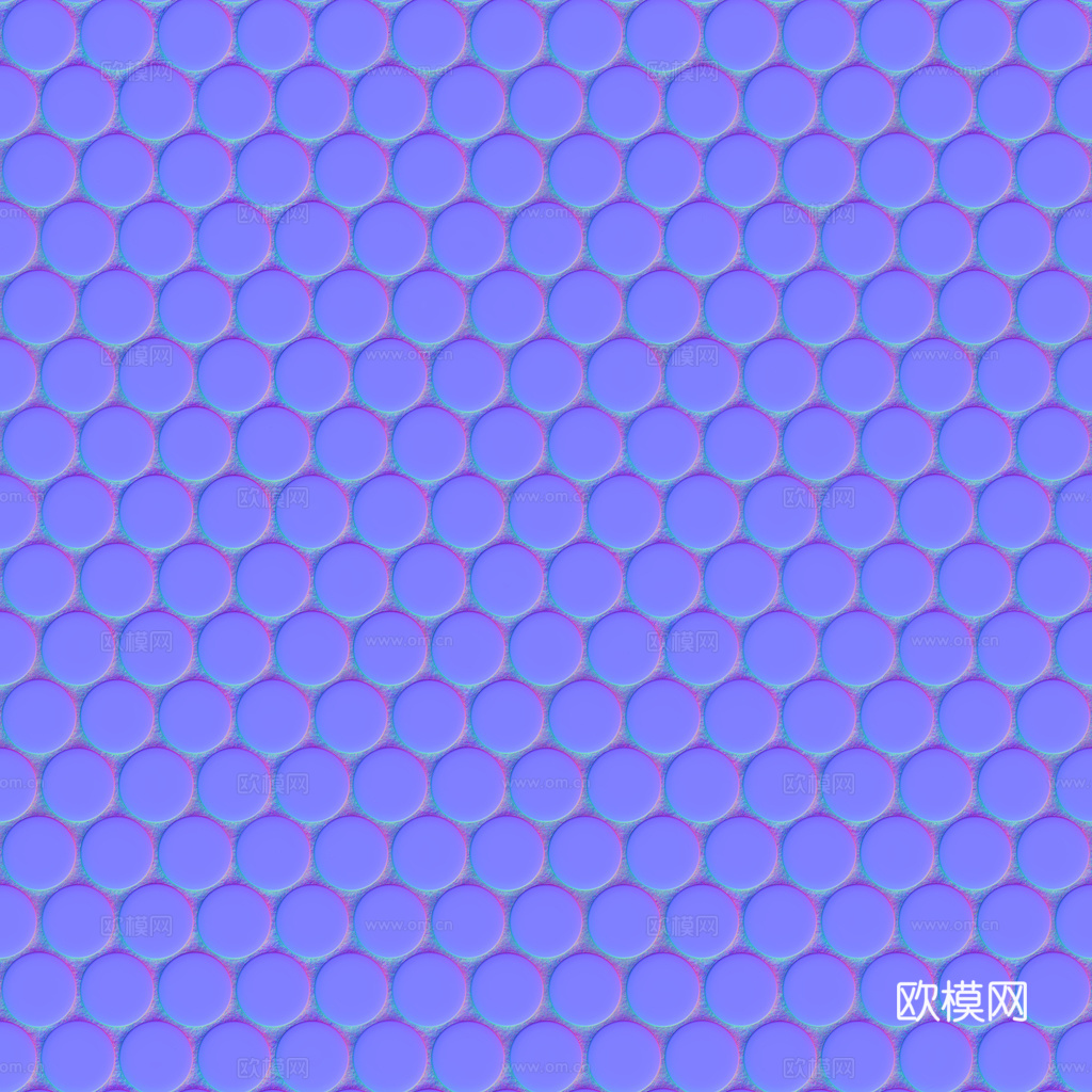 无缝墨色圆形马赛克瓷砖墙砖 PBR材质贴图 1k