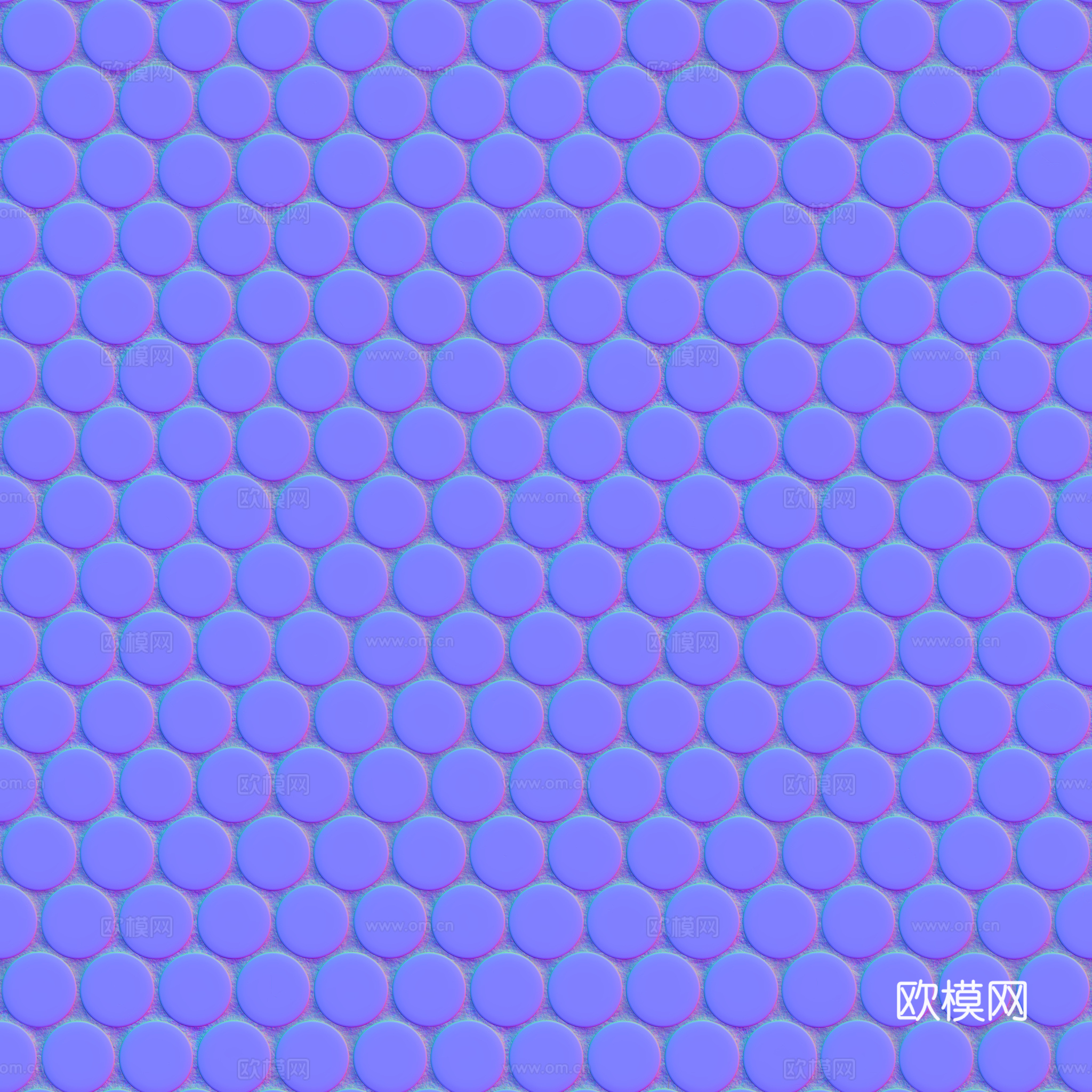 无缝拼色圆形马赛克瓷砖墙砖 PBR材质贴图 2k