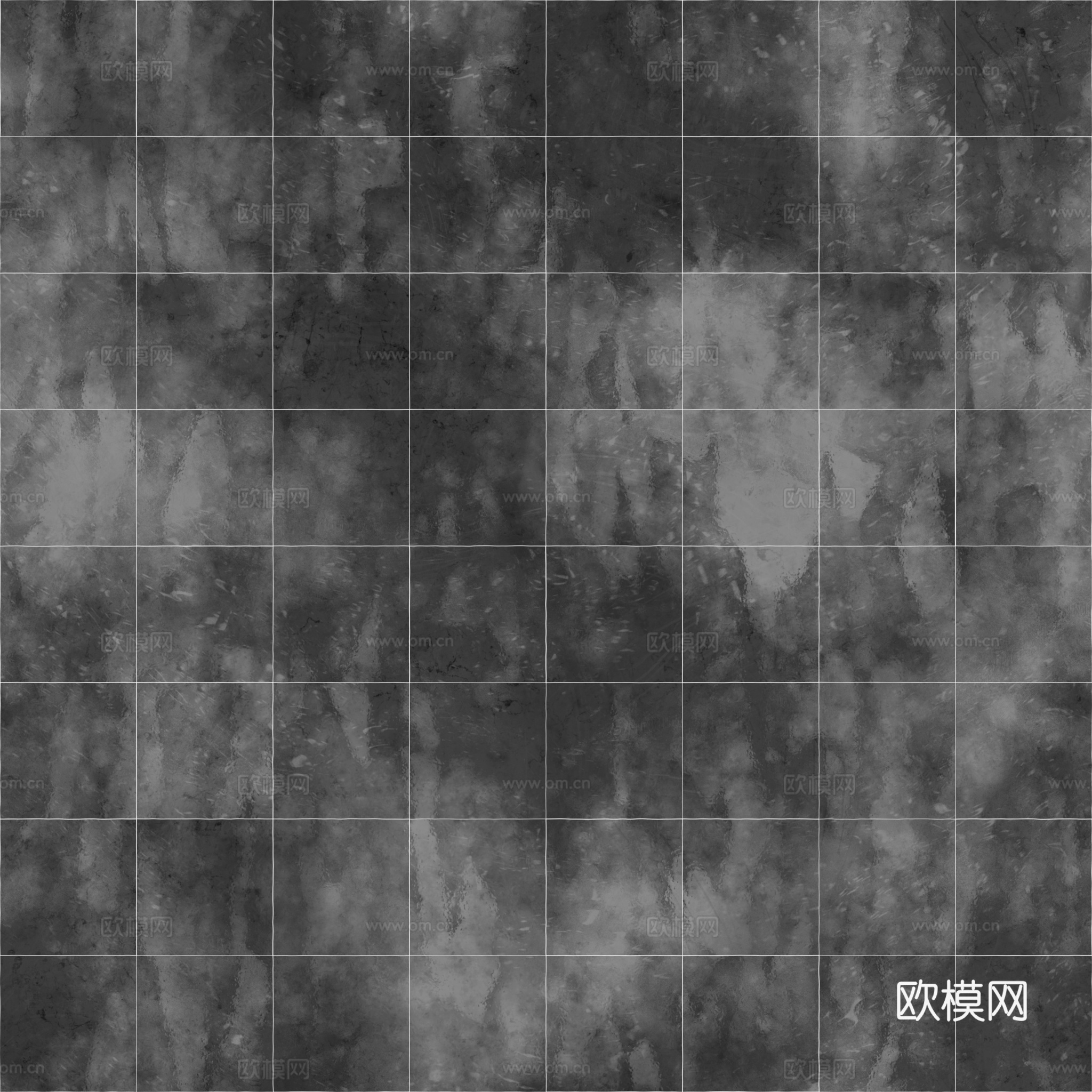 无缝蓝色水磨石瓷砖 PBR材质贴图 2k