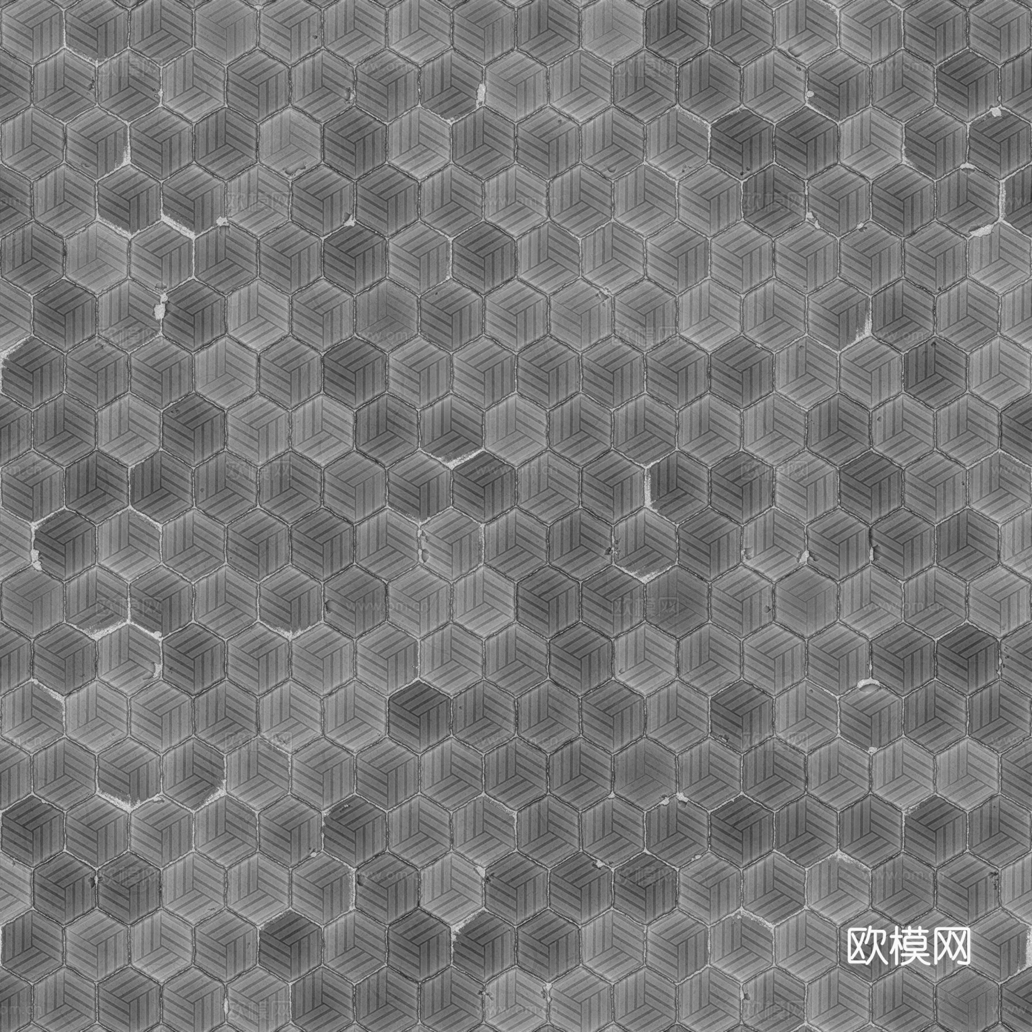 无缝拼色六角马赛克瓷砖墙砖户外砖 PBR材质贴图 2k