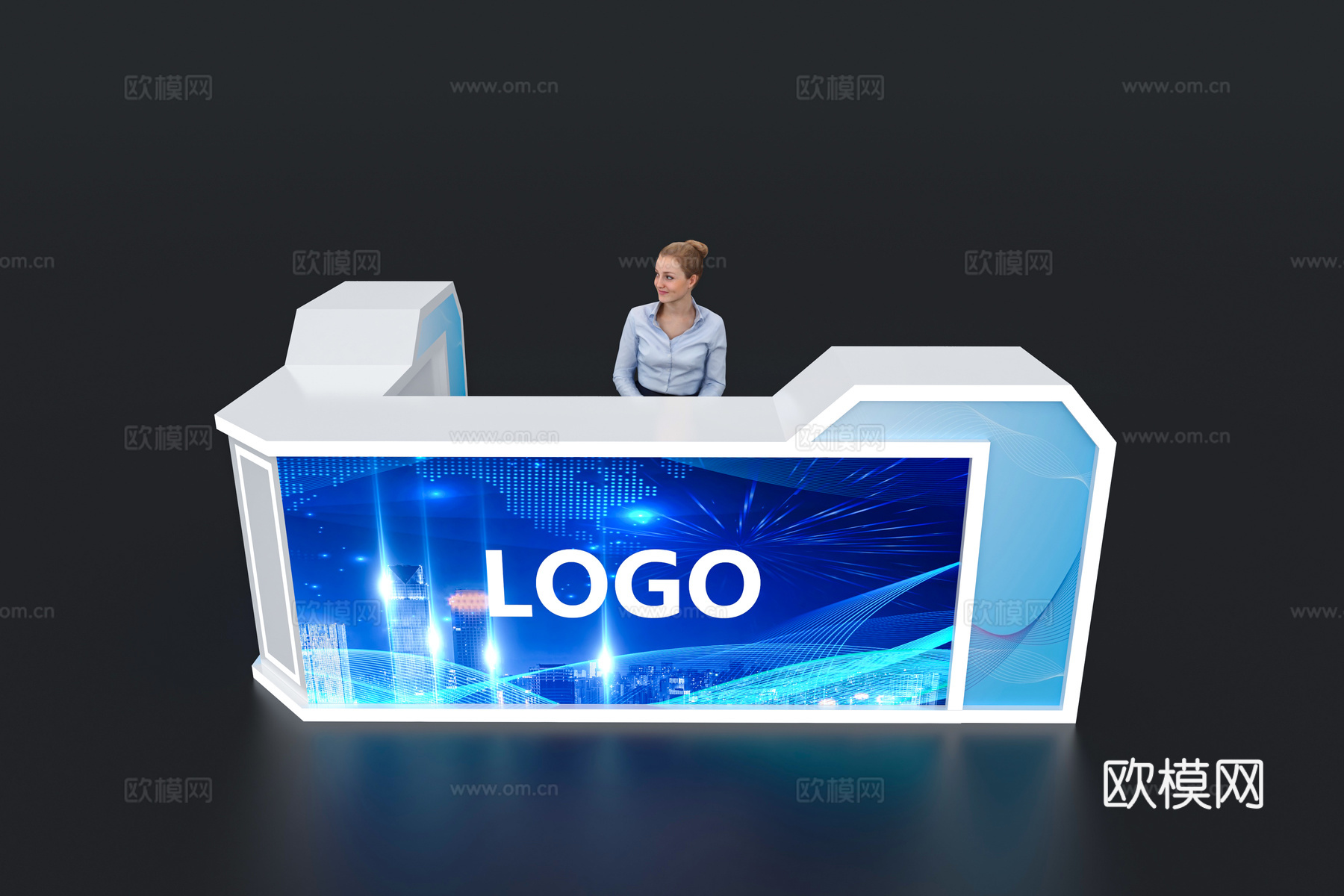 现代接待台 展览展会展台接待台 前台 吧台 柜台 桌台3d模型